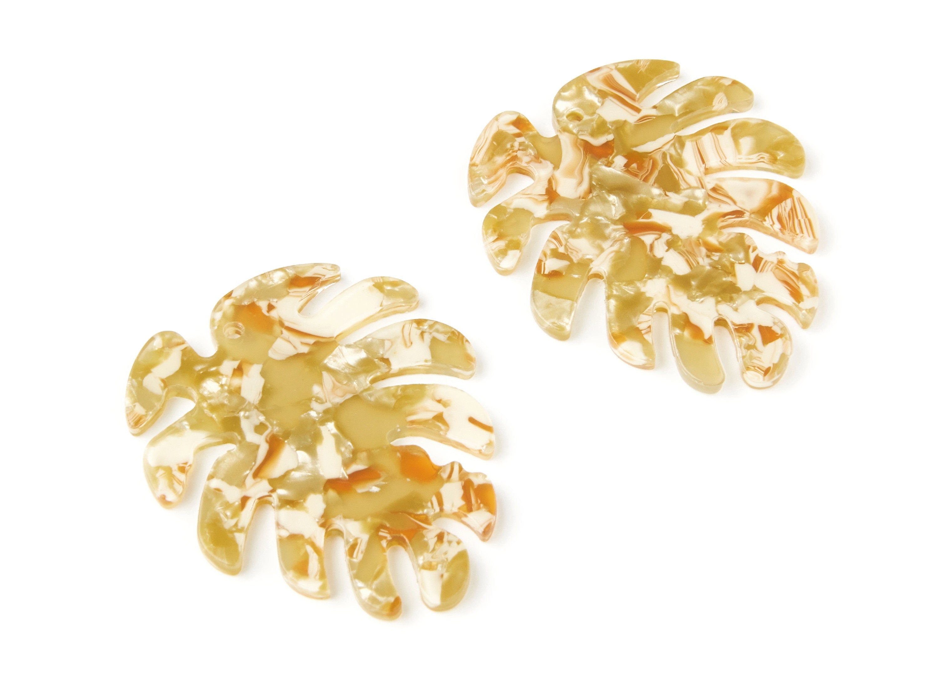 Acetate Leaf Earring Charms - Monstera Leaf Pendant - Earring Findings - Jewelry Supplies - Color Code: A119 - 45.15x38x2.38mm - AC1199G - DOMEDBAZAAR