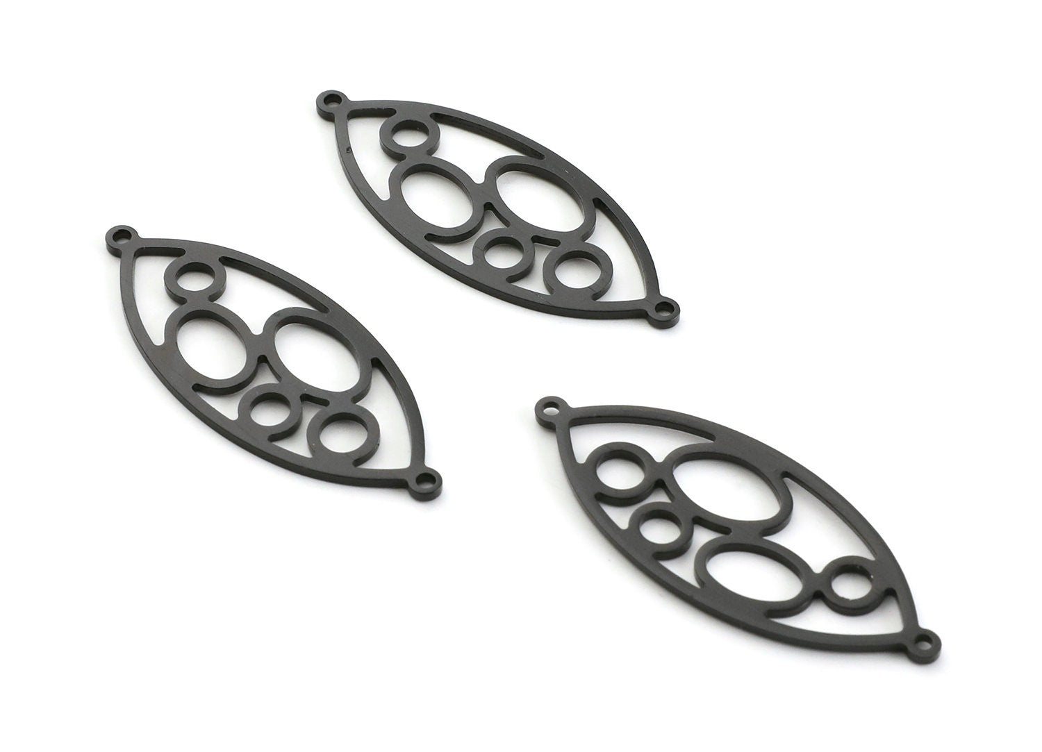 Aluminum Charms - Oval Shaped Pendant - Anodized Aluminium Charms - Wall Decor - Black Tone - 31.1x22.85x1.34mm - AA1132C - DOMEDBAZAAR