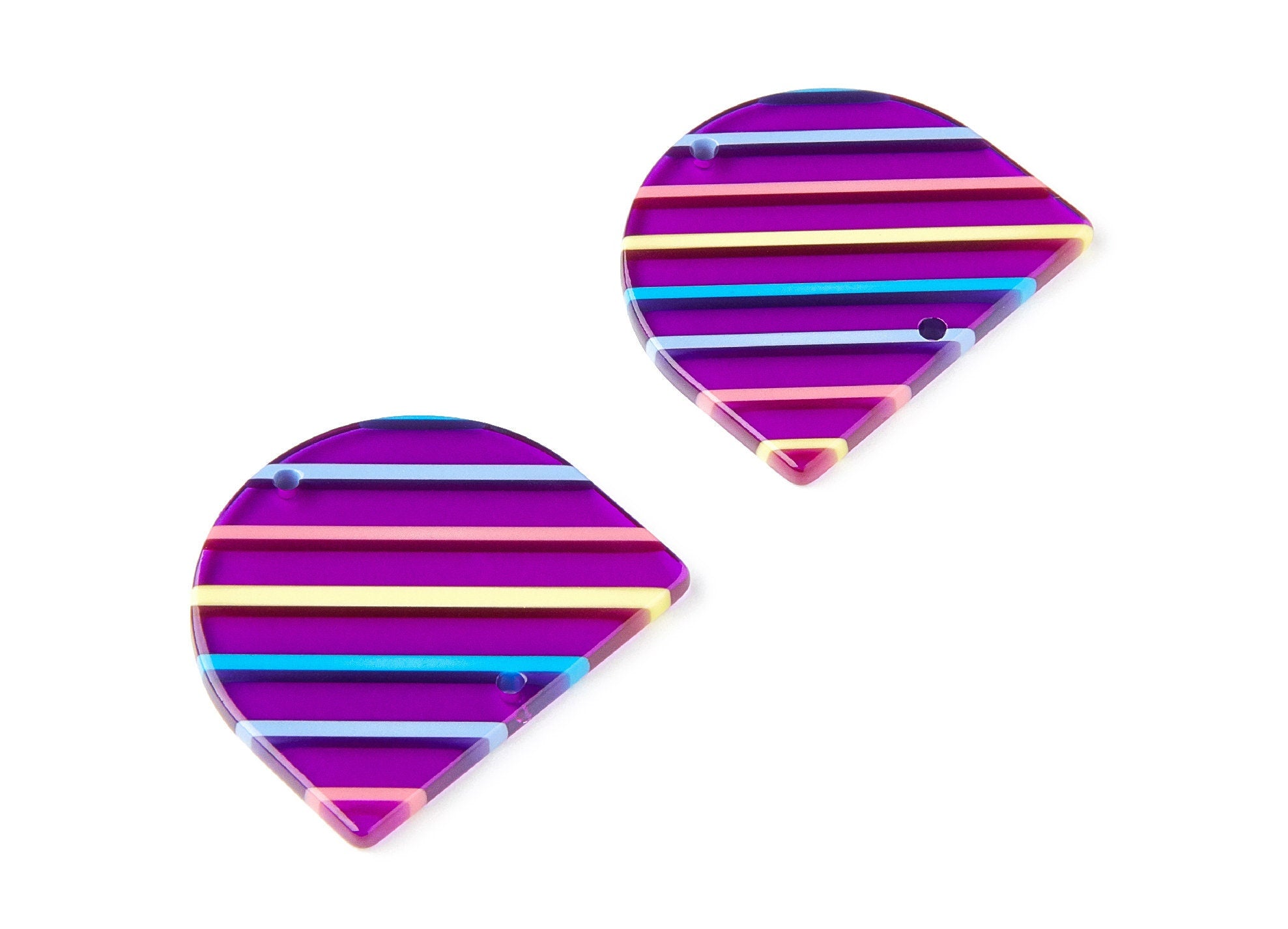 Acrylic Charms Two Hole -  D Shaped Pendant -  Acrylic Tortoise Shell Charm - Color Code: A65 - 33,43x29,25x2,84mm - AC1634-A65 - DOMEDBAZAAR