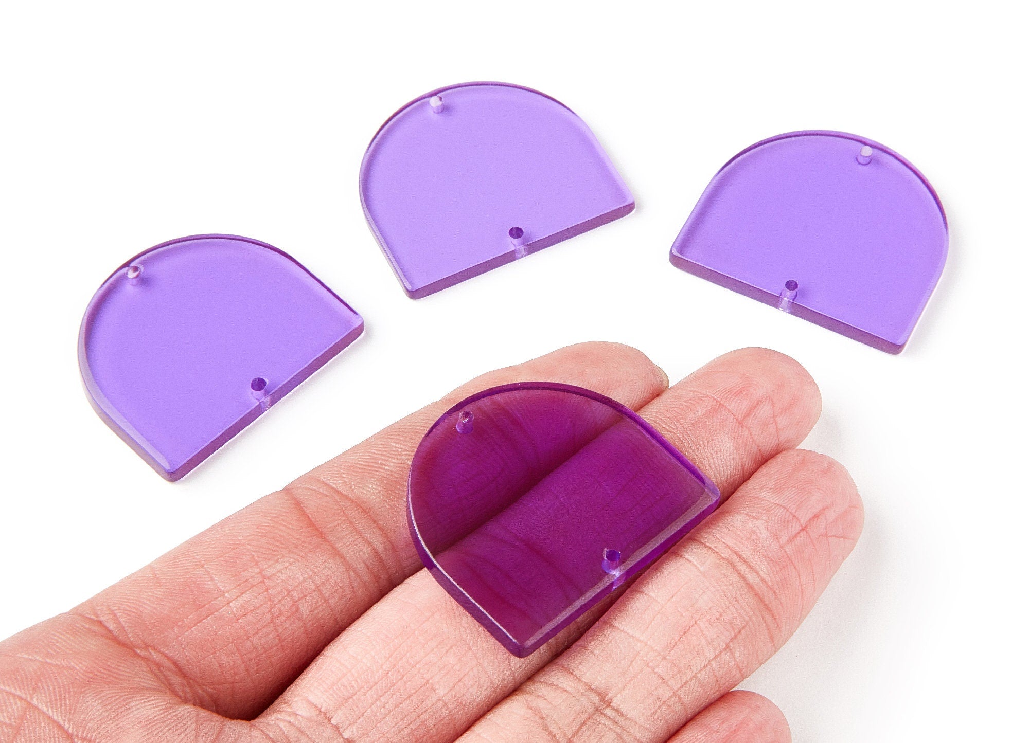 Acrylic D Earring Charms -  D Shaped Pendant - Earring Findings - Jewellery Supplies - Color Code: A72 - 33,43x29,25x2,84mm - AC1634-A72 - DOMEDBAZAAR