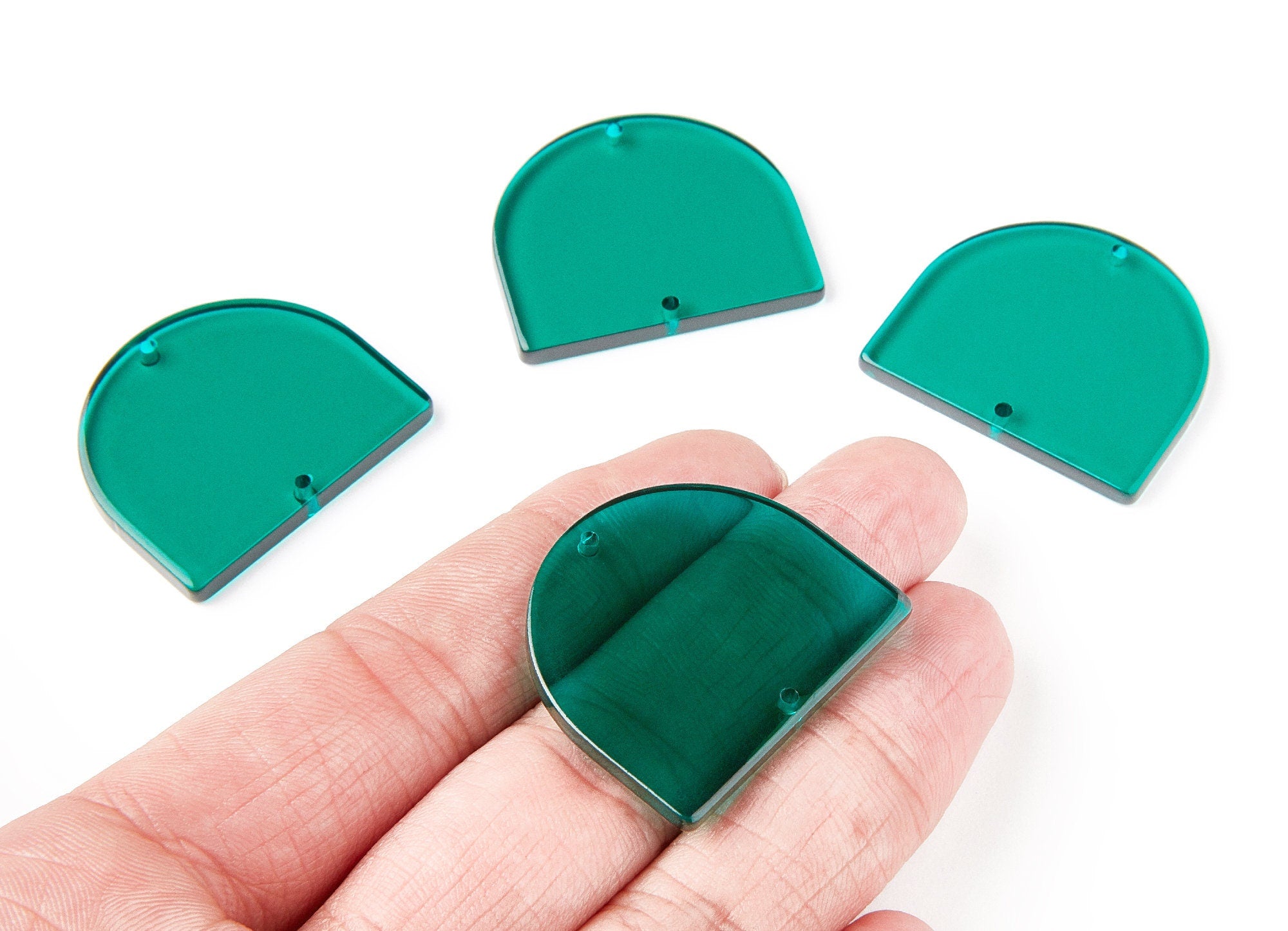 Acrylic Earring Charms Two Hole -  D Shaped Pendant -Earring Findings - Jewelry Supplies - Color Code: A62 - 33,43x29,25x2,84mm - AC1634-A62 - DOMEDBAZAAR