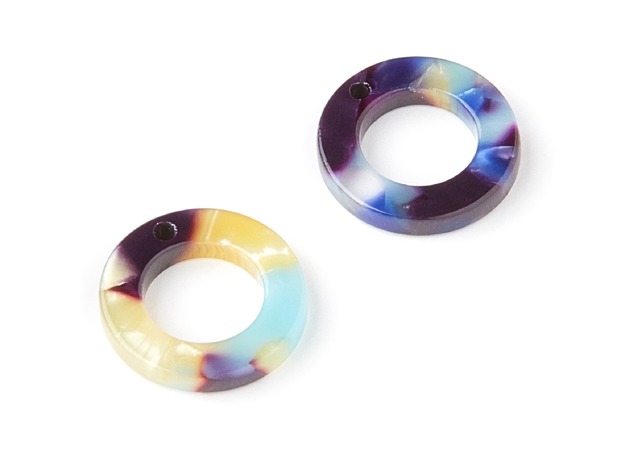 Acetate Hoop Earring Charms - Circle Shaped Pendant - Earring Findings - Jewelry Supplies - Color Code: A23 - 15.9x15.9x2.66mm - AC1117G - DOMEDBAZAAR