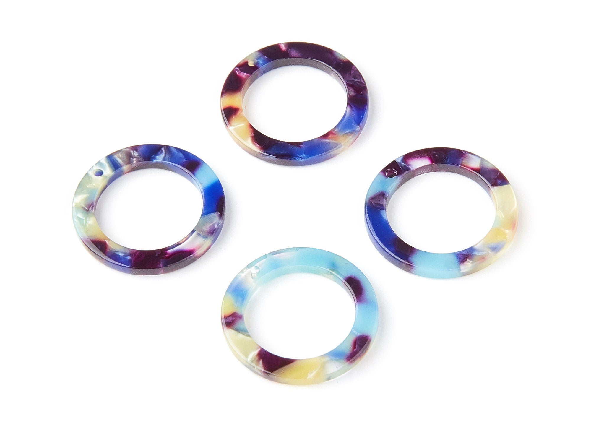 Acetate Hoop Earrings Charms - Round Circle Pendant - Earring Findings - Jewelry Supplies - Color Code: A23 - 22.8x22.8x2.63mm - AC1118G - DOMEDBAZAAR