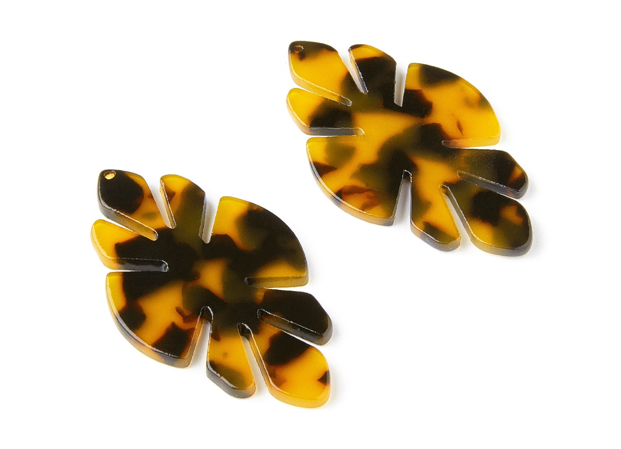 Acetate Acrylic Earring Charms - Tortoise Shell Earrings - Leaf Pendant - Jewelry Supplies - Color Code: A02 - 51,04x29,63x2,7mm - AC1244B - DOMEDBAZAAR