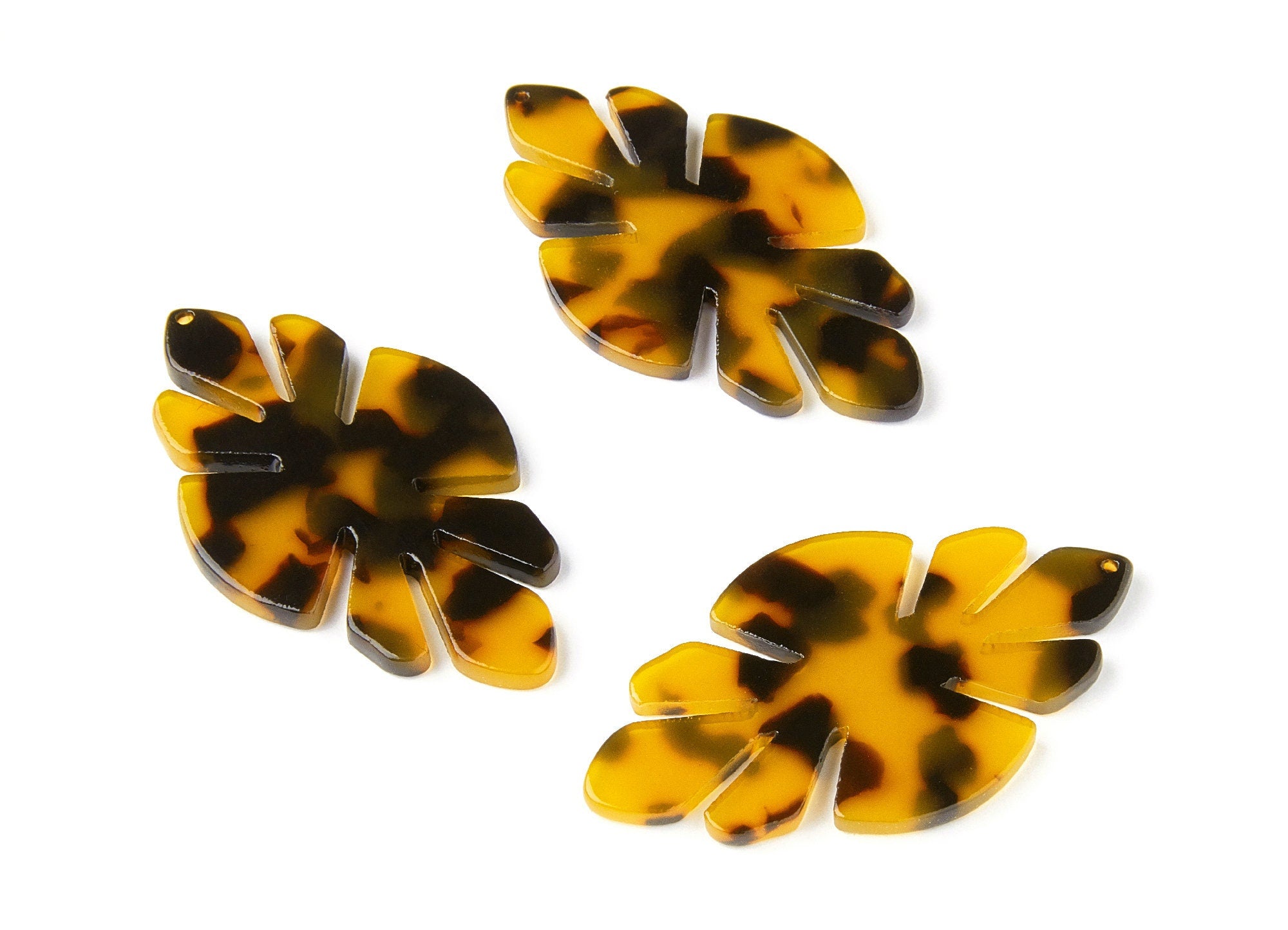 Acetate Acrylic Earring Charms - Tortoise Shell Earrings - Leaf Pendant - Jewelry Supplies - Color Code: A02 - 51,04x29,63x2,7mm - AC1244B - DOMEDBAZAAR
