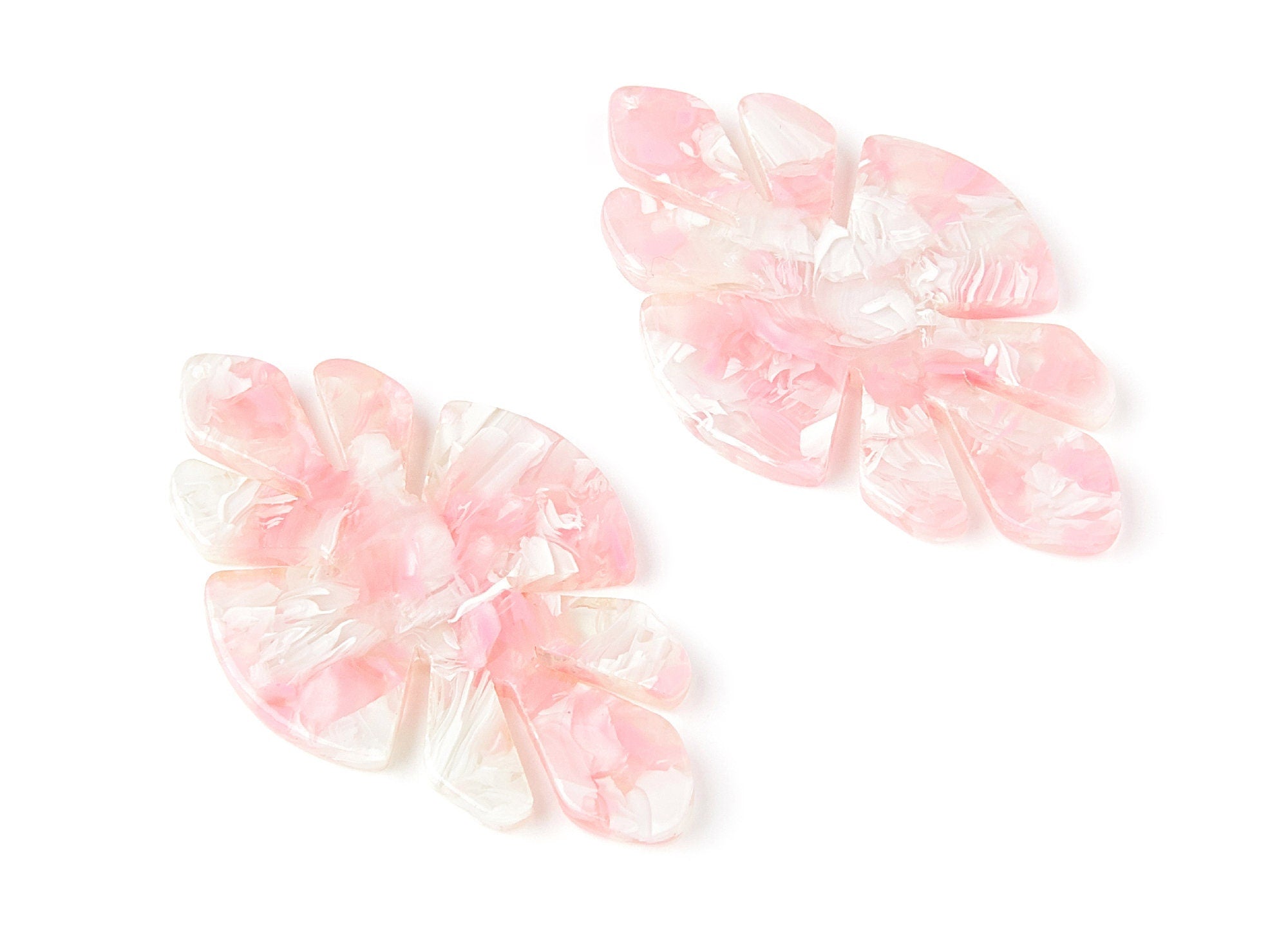 Acetate Leaf Earring Charms - Acrylic Leaf Pendant - Earring Findings - Jewelry Supplies - 51,04x29,63x2,7mm - AC1244A - DOMEDBAZAAR