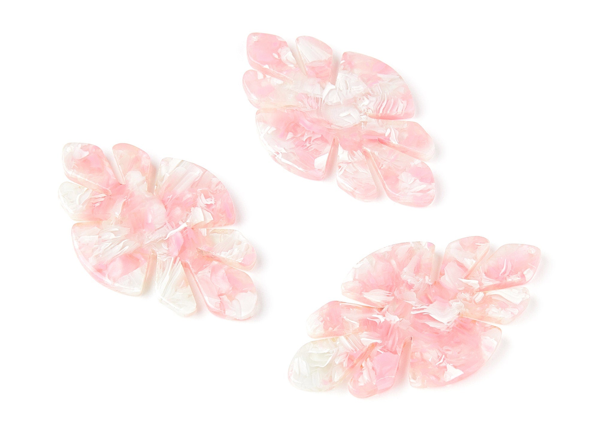 Acetate Leaf Earring Charms - Acrylic Leaf Pendant - Earring Findings - Jewelry Supplies - 51,04x29,63x2,7mm - AC1244A - DOMEDBAZAAR