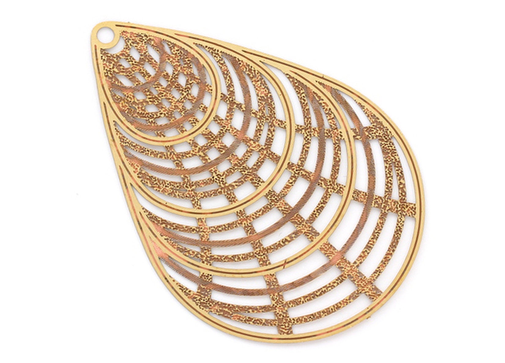 Water Droplet Shaped Earring Charms - Raw Brass Earring - Earring Findings - Jewelry Supplies - 66.7x46.2mm - JJB3864 - DOMEDBAZAAR
