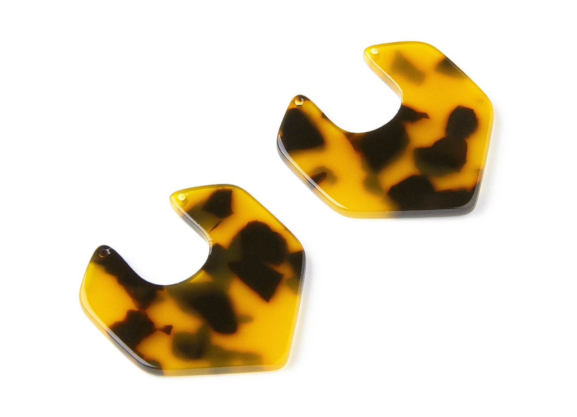 Acetate Acrylic Earring Charms Two Hole - Tortoise Shell Earrings - Jewelry Making Supplies - Color Code: A02 - 31,16x30,17x2,6mm - AC1246A - DOMEDBAZAAR