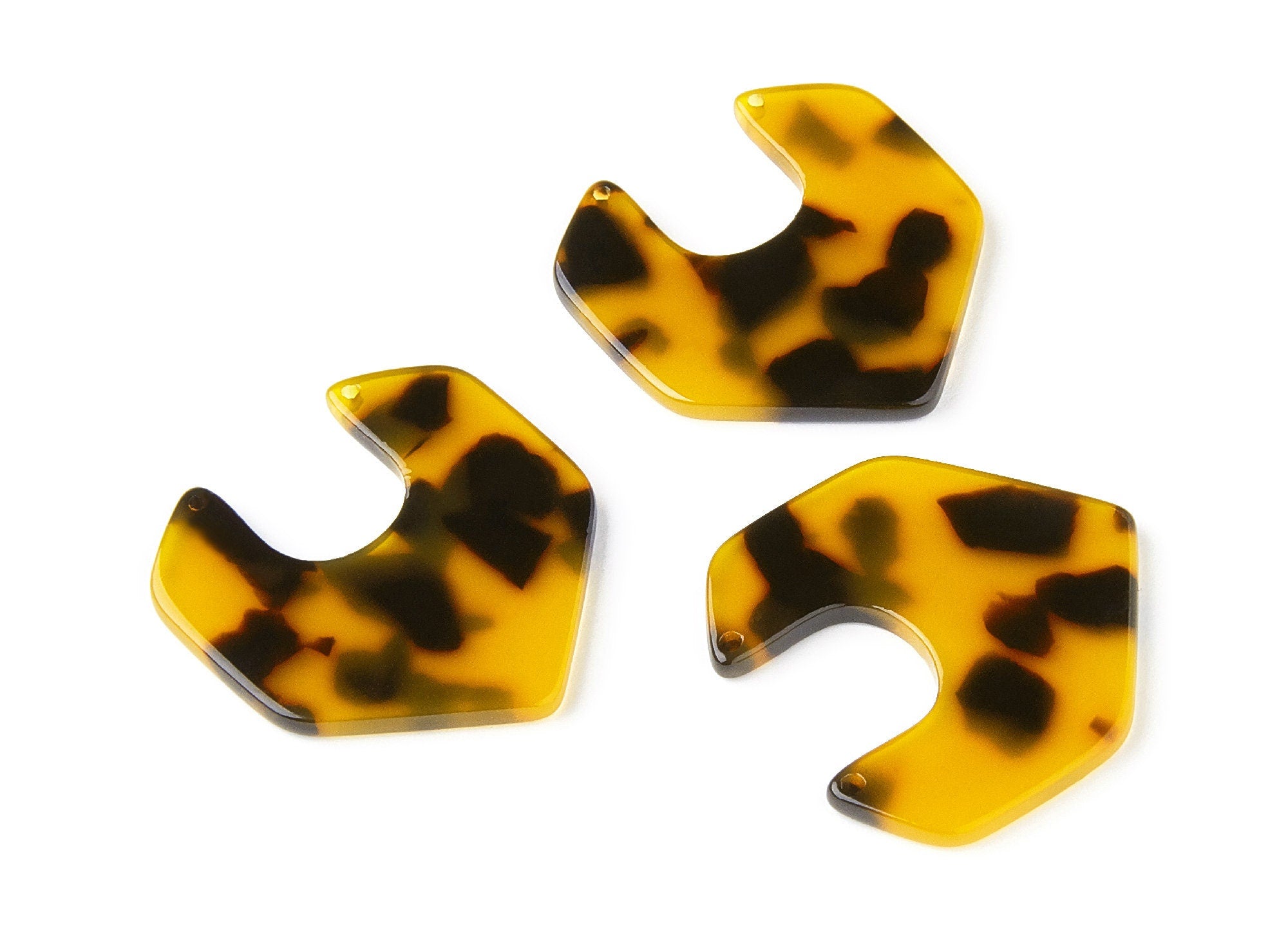 Acetate Acrylic Earring Charms Two Hole - Tortoise Shell Earrings - Jewelry Making Supplies - Color Code: A02 - 31,16x30,17x2,6mm - AC1246A - DOMEDBAZAAR