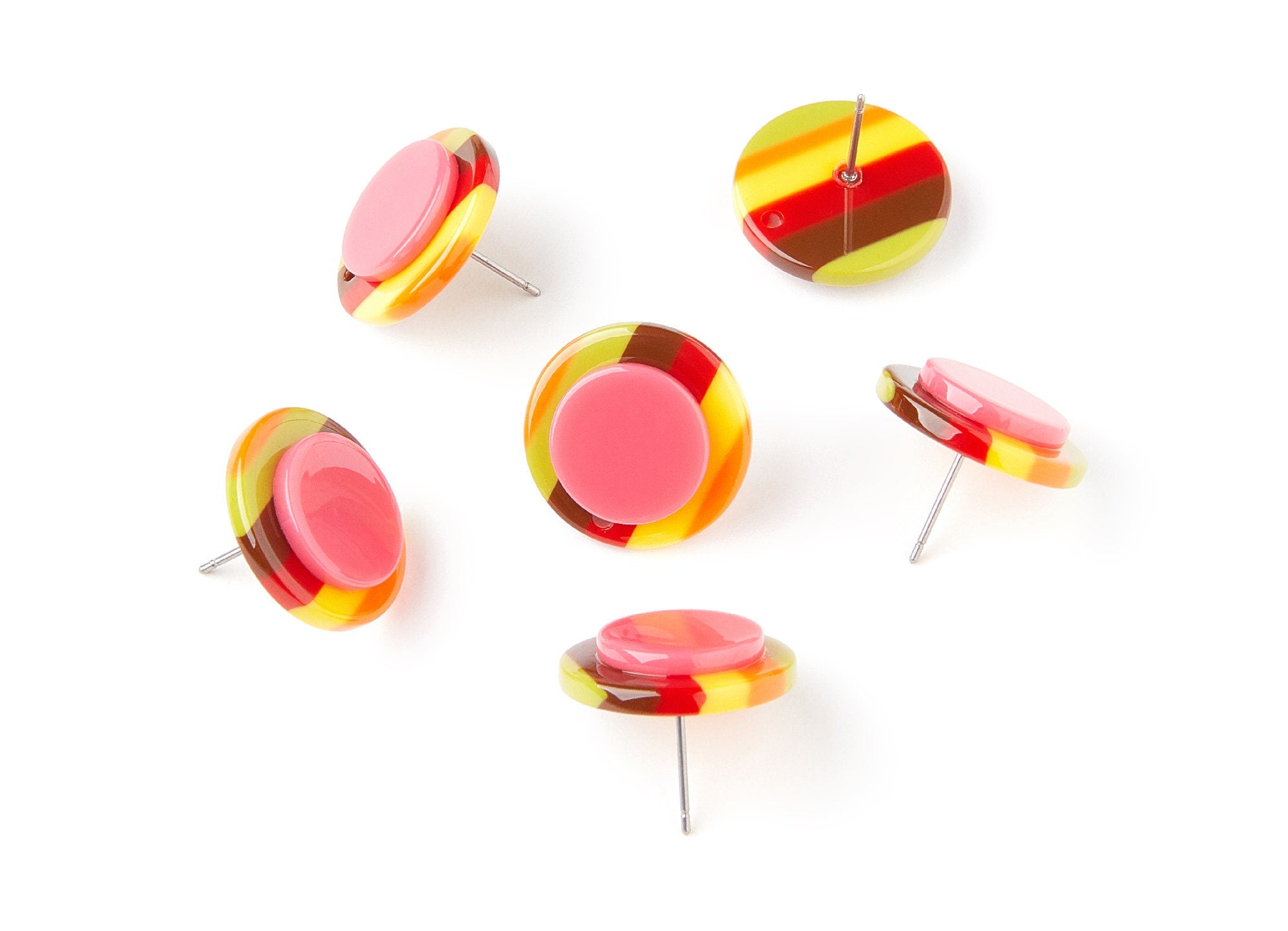 Acetate Circle Earring Post - Circle Earring Stud - Earring Post - Jewelry Supplies - Color Code: A107 - 19.44x19.44x5mm - AC1300D - DOMEDBAZAAR