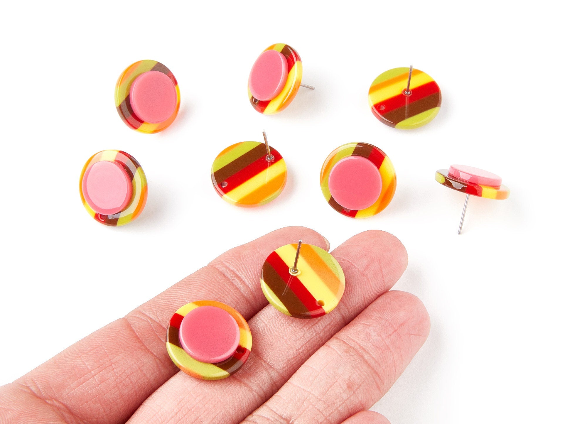 Acetate Circle Earring Post - Circle Earring Stud - Earring Post - Jewelry Supplies - Color Code: A107 - 19.44x19.44x5mm - AC1300D - DOMEDBAZAAR