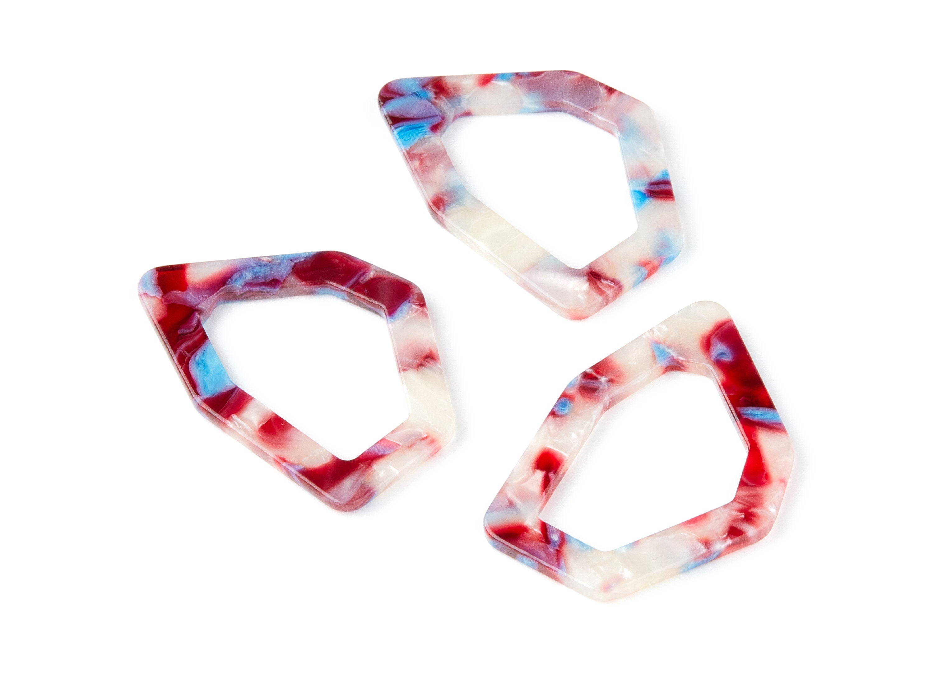 Acetate Geometric Earring Charms - Geometric Pendant - Earring Findings - Jewelry Supplies - Color code: A52 - 40,25x28x2,95mm - AC1281B - DOMEDBAZAAR