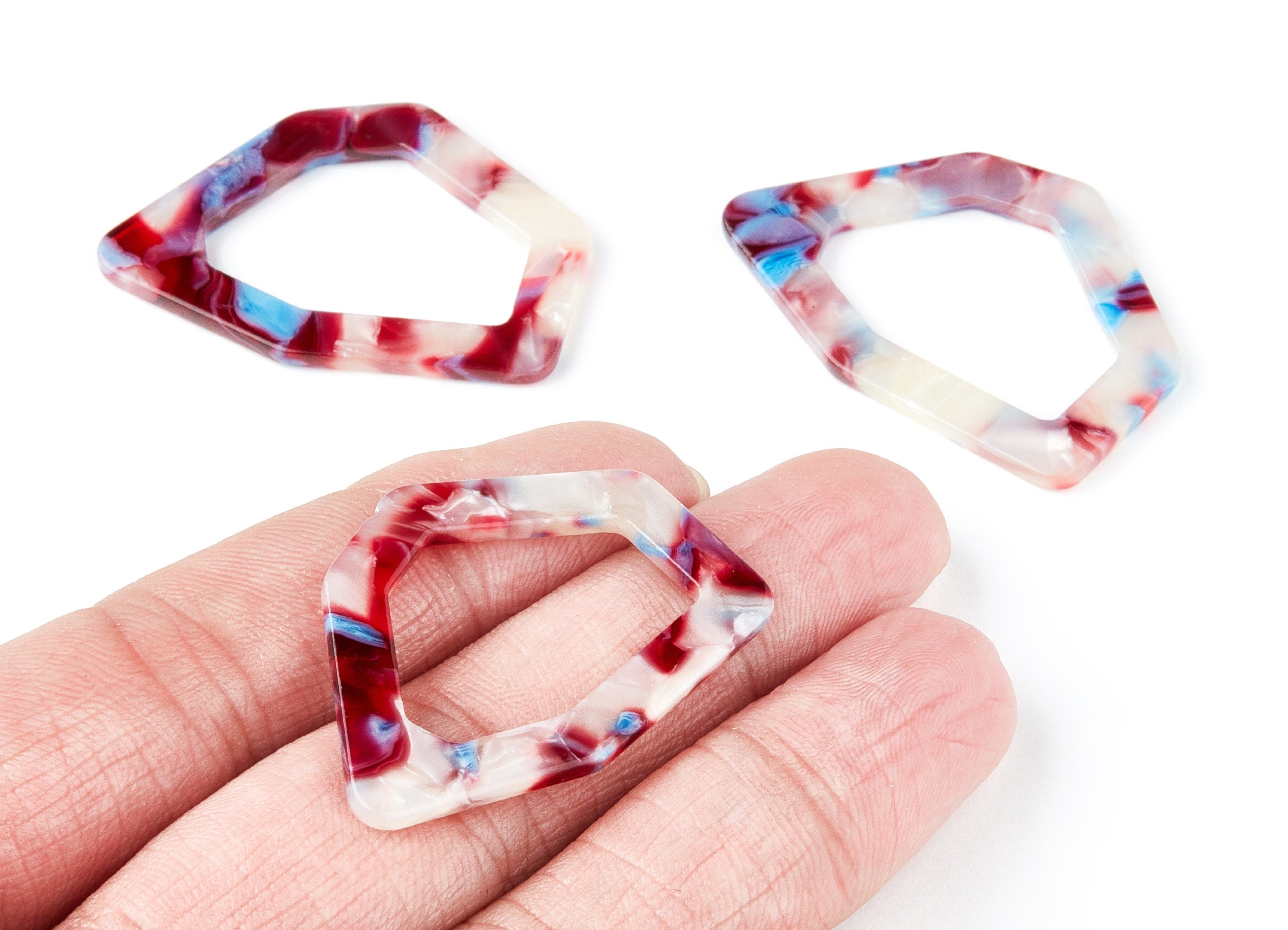 Acetate Geometric Earring Charms - Geometric Pendant - Earring Findings - Jewelry Supplies - Color code: A52 - 40,25x28x2,95mm - AC1281B - DOMEDBAZAAR
