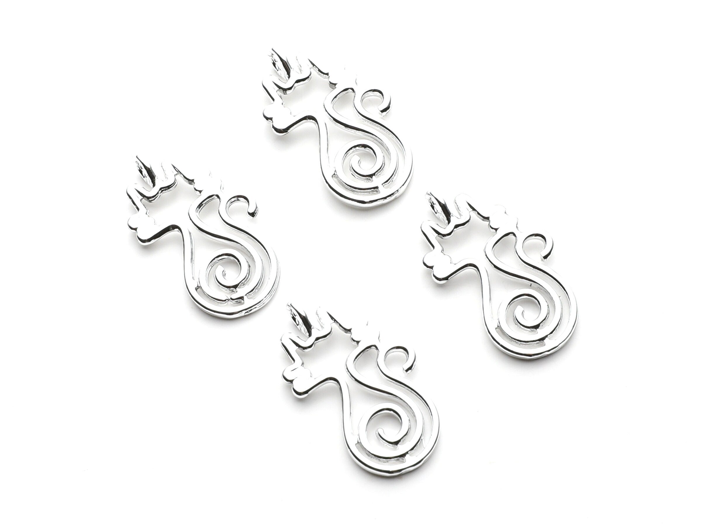 Cat Shaped Charms- Zinc Alloy Earring Findings - Nickel / Silver Tone - Alloy Pendant for Necklace - 29.96x18.11x1.88mm - ZZ1255N - DOMEDBAZAAR