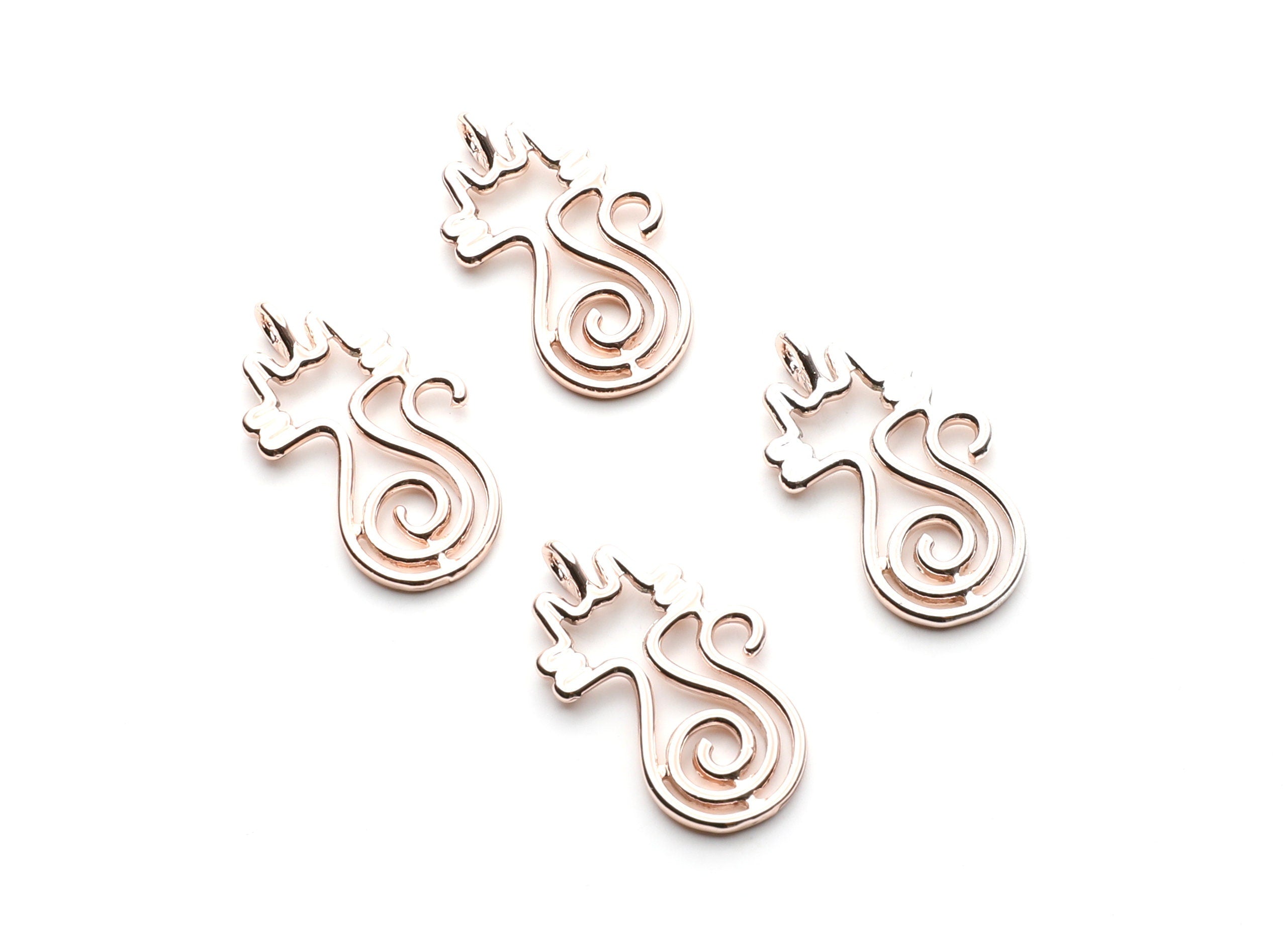 Cat Shaped Charms- Zinc Alloy Earring Findings - Rose Tone - Alloy Pendant for Necklace - 29.96x18.11x1.88mm - ZZ1255R - DOMEDBAZAAR