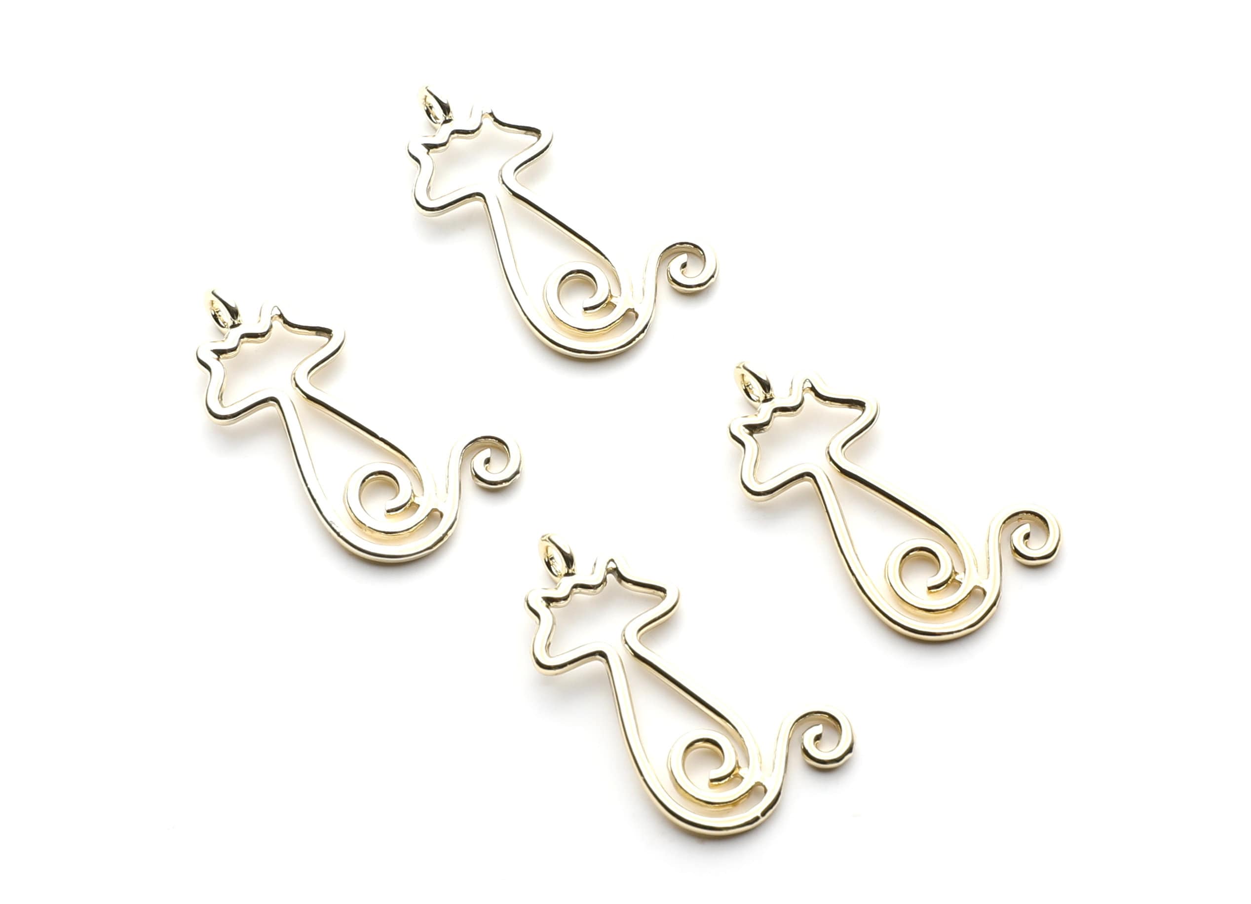 Cat Shaped Charms- Zinc Alloy Earring Findings - Gold Tone - Alloy Pendant for Necklace - Jewelry Supplies - 30.8x17x1.8mm - ZZ1257G - DOMEDBAZAAR
