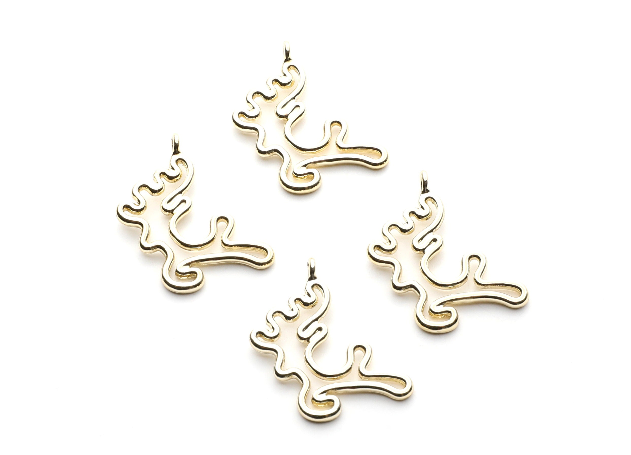 Deer Shaped Charms- Zinc Alloy Earring Findings - Gold Tone - Alloy Pendant for Necklace - Jewelry Supplies - 28.8x17.6x1.77mm - ZZ1259G - DOMEDBAZAAR