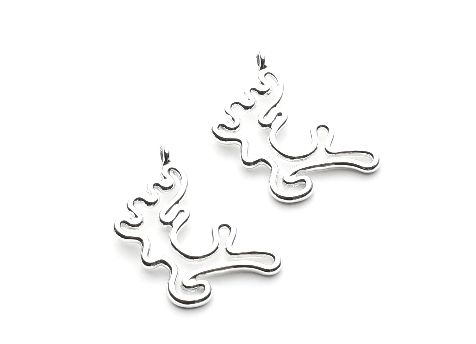 Deer Shaped Charms- Zinc Alloy Earring Findings - Nickel / Silver Tone - Alloy Pendant for Necklace - 28.8x17.6x1.77mm - ZZ1259N - DOMEDBAZAAR