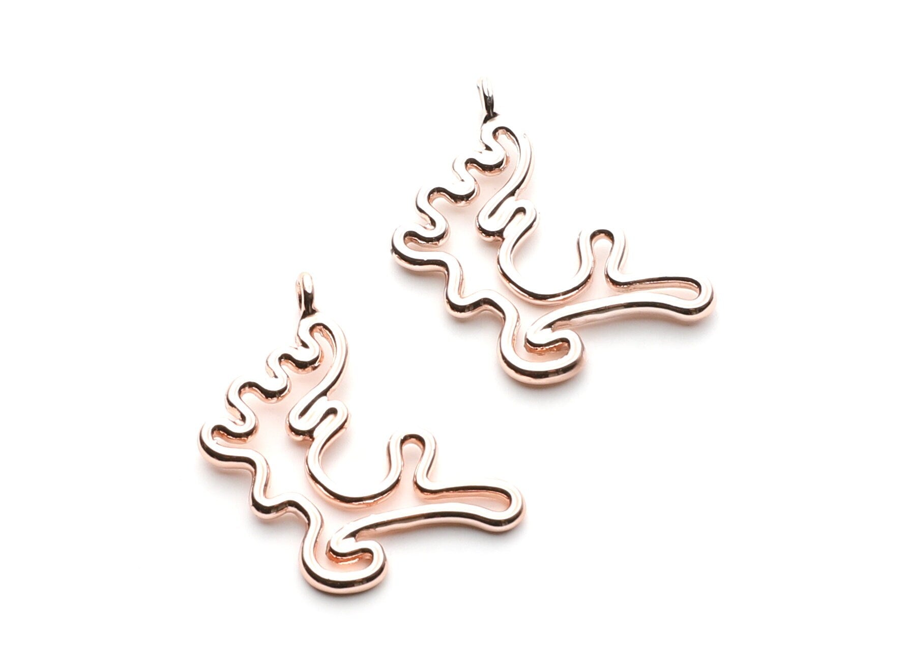 Deer Shaped Charms- Zinc Alloy Earring Findings - Rose Tone - Alloy Pendant for Necklace - Jewelry Supplies - 28.8x17.6x1.77mm - ZZ1259R - DOMEDBAZAAR