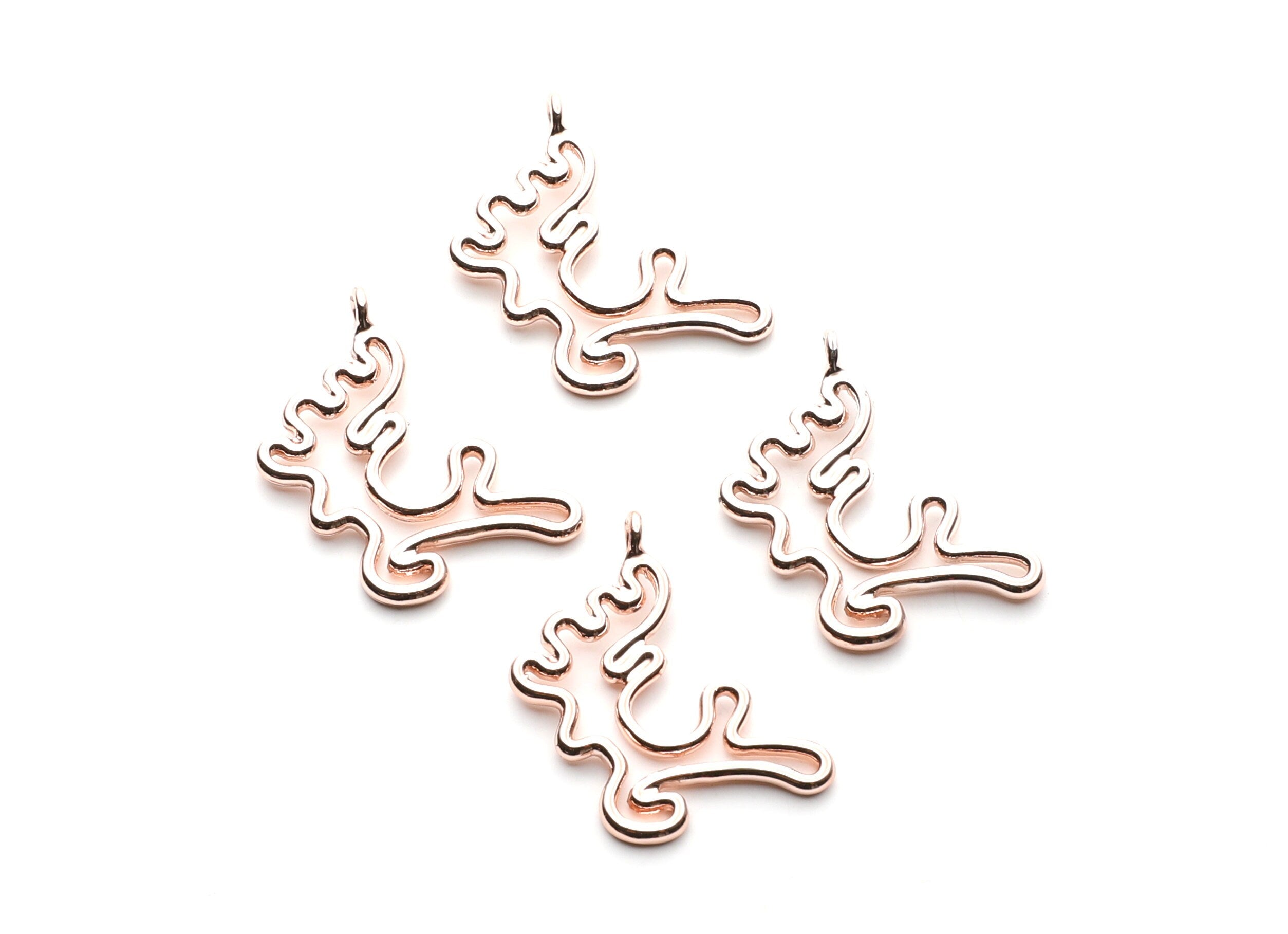 Deer Shaped Charms- Zinc Alloy Earring Findings - Rose Tone - Alloy Pendant for Necklace - Jewelry Supplies - 28.8x17.6x1.77mm - ZZ1259R - DOMEDBAZAAR