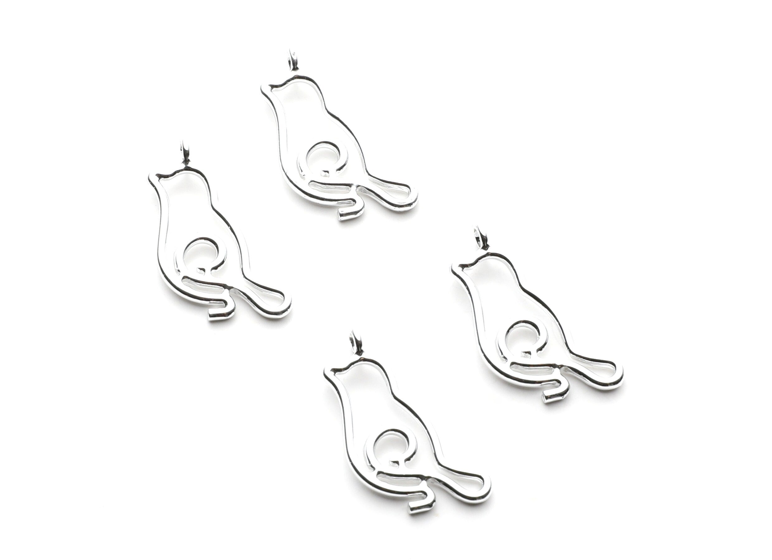 Pigeon Shaped Charms- Zinc Alloy Earring Findings - Nickel / Silver  Tone - Alloy Pendant for Necklace - 29.57x13.44x1.8mm - ZZ1263N - DOMEDBAZAAR