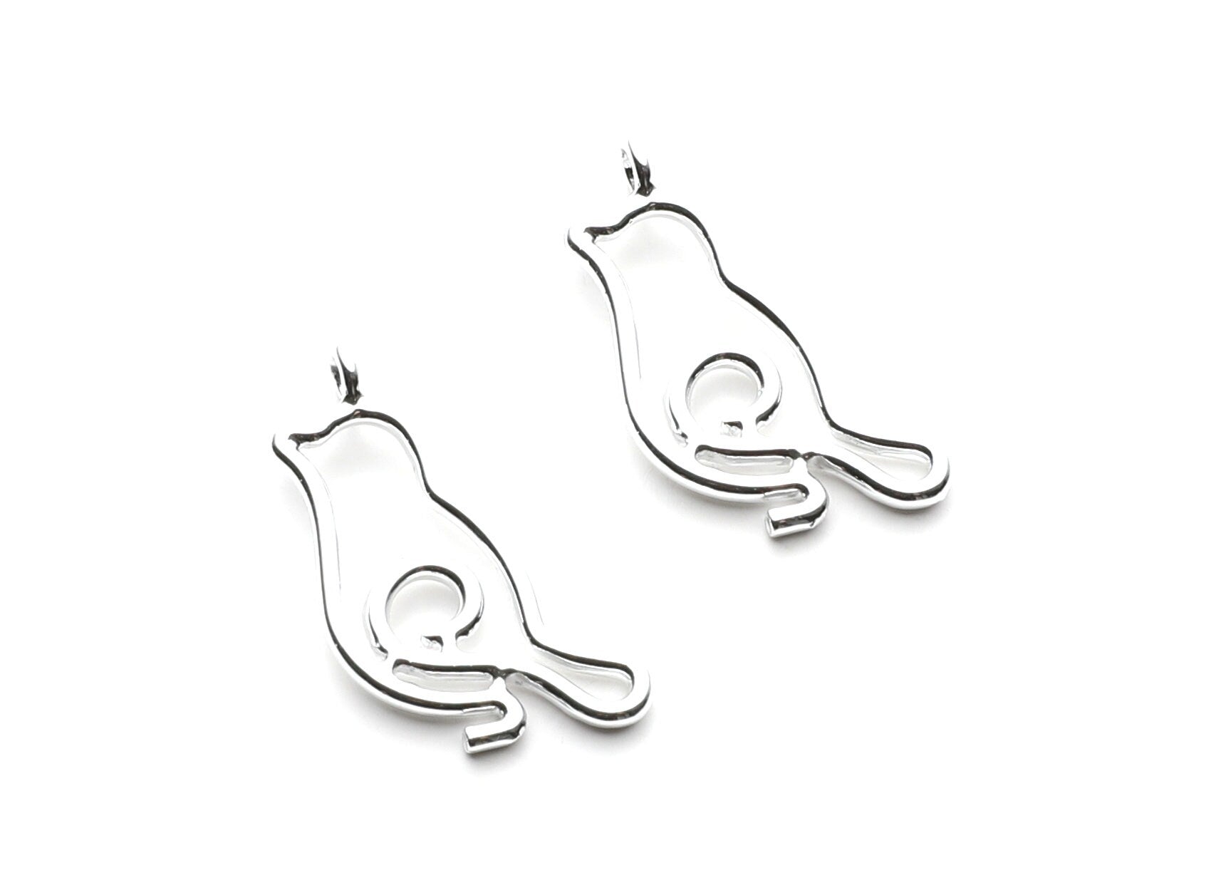 Pigeon Shaped Charms- Zinc Alloy Earring Findings - Nickel / Silver  Tone - Alloy Pendant for Necklace - 29.57x13.44x1.8mm - ZZ1263N - DOMEDBAZAAR