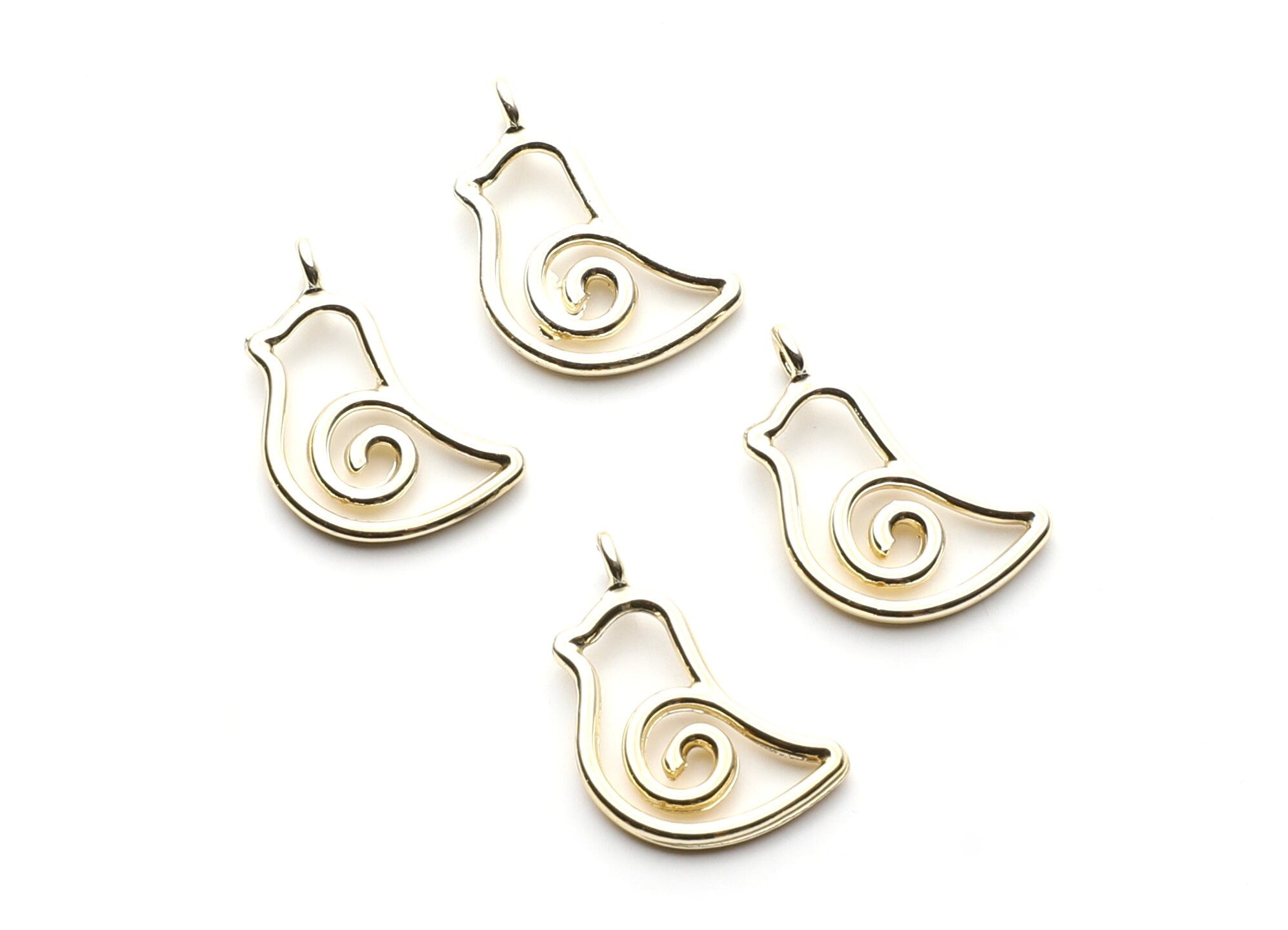 Bird Shaped Charms- Zinc Alloy Earring Findings - Gold Tone - Alloy Pendant for Necklace - Jewelry Supplies - 22.85x13.6x1.78mm - ZZ1265G - DOMEDBAZAAR
