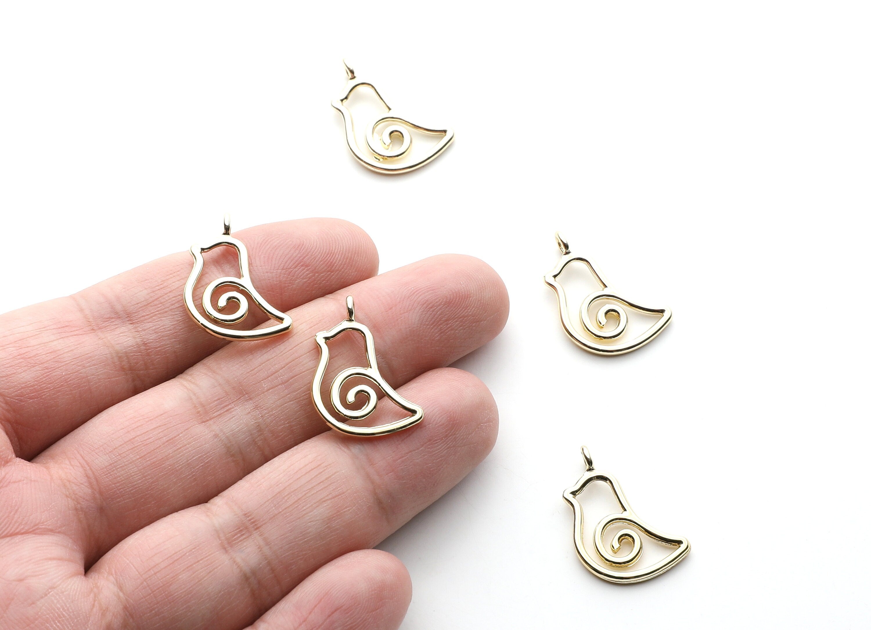 Bird Shaped Charms- Zinc Alloy Earring Findings - Gold Tone - Alloy Pendant for Necklace - Jewelry Supplies - 22.85x13.6x1.78mm - ZZ1265G - DOMEDBAZAAR