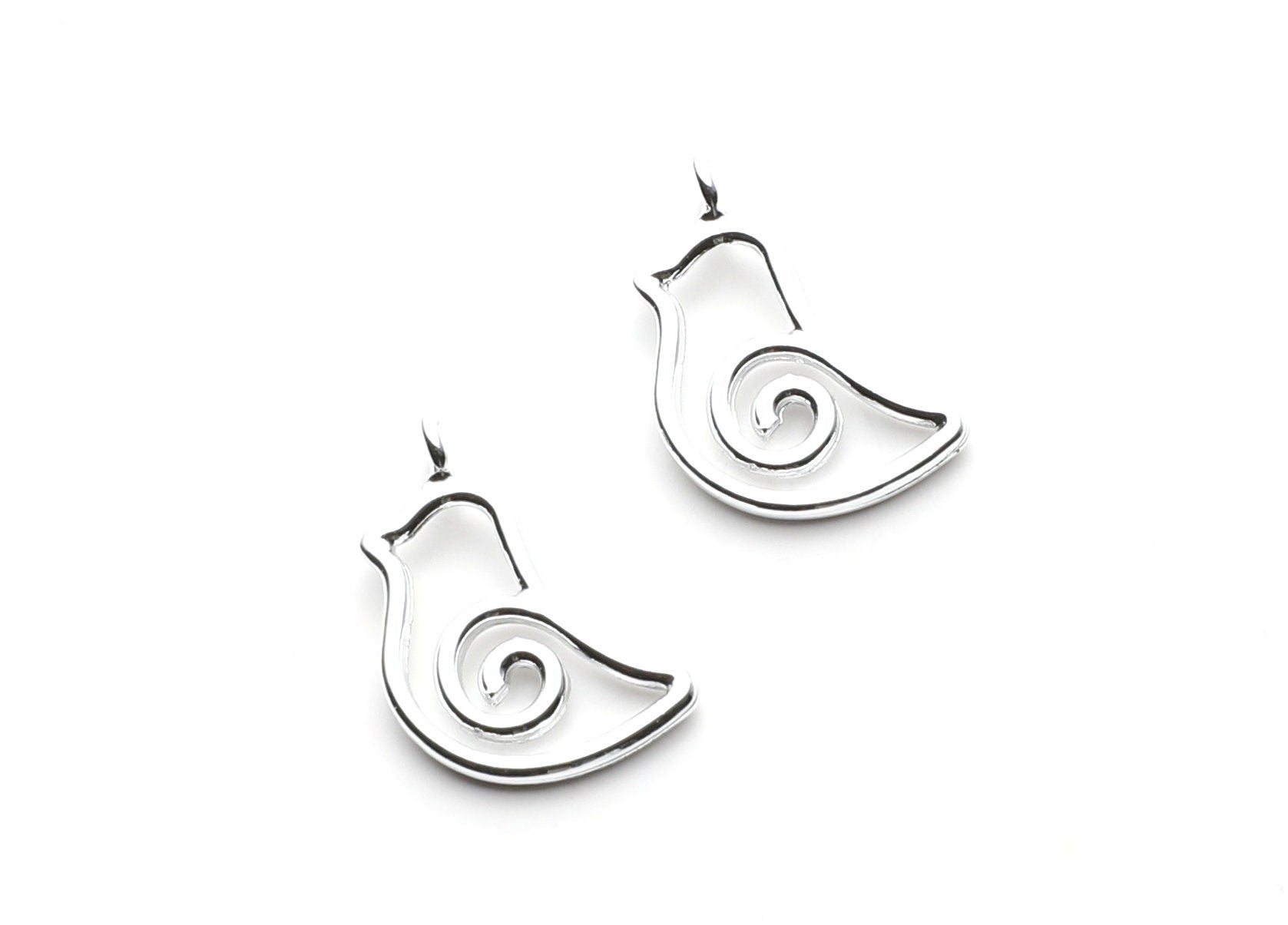 Bird Shaped Charms- Zinc Alloy Earring Findings - Nickel / Silver Tone - Alloy Pendant for Necklace - 22.85x13.6x1.78mm - ZZ1265N - DOMEDBAZAAR