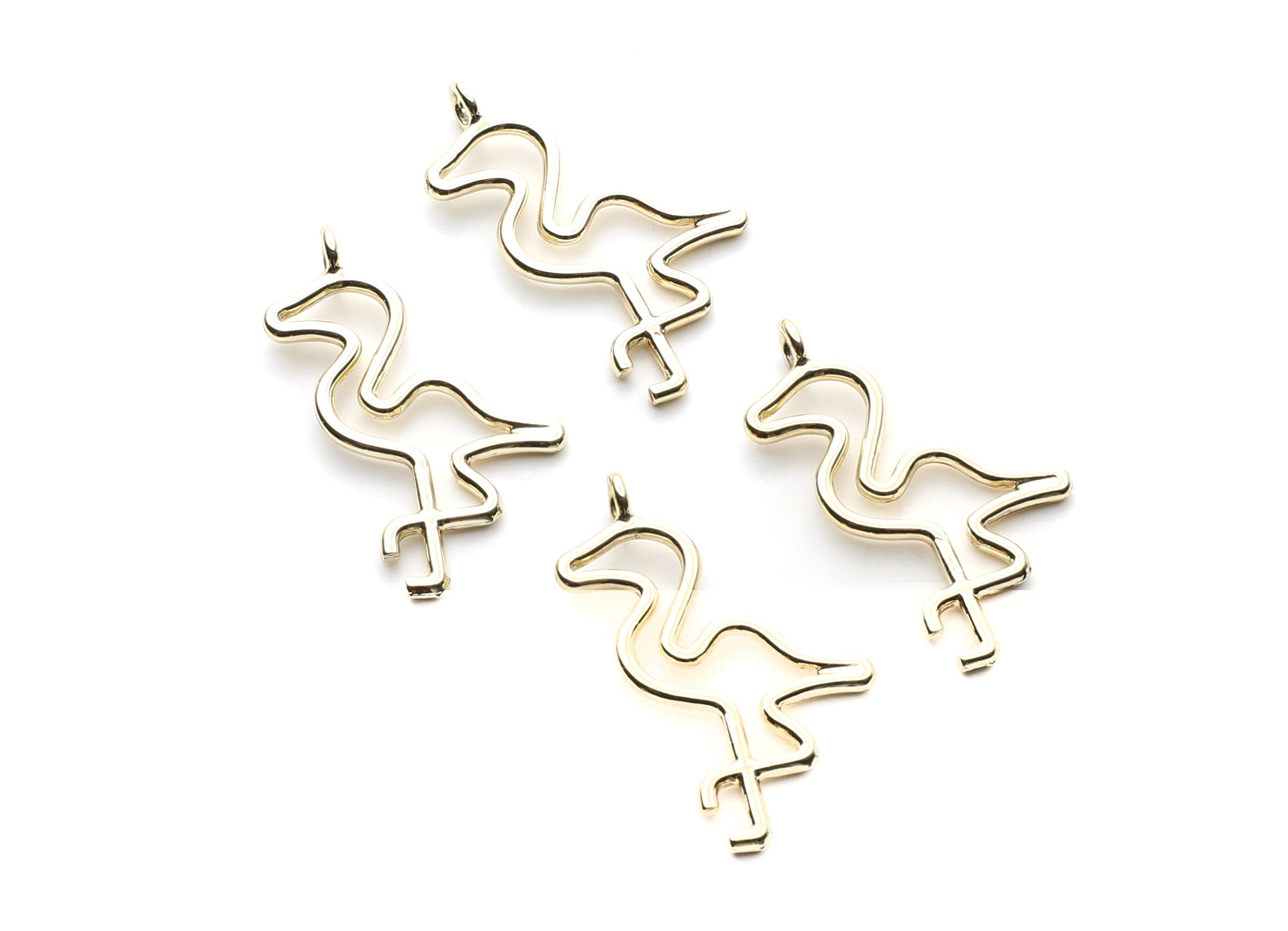 Flamingo Shaped Charms- Zinc Alloy Earring Findings - Gold Tone - Alloy Pendant for Necklace - 32.64x17x1.84mm - ZZ1267G - DOMEDBAZAAR
