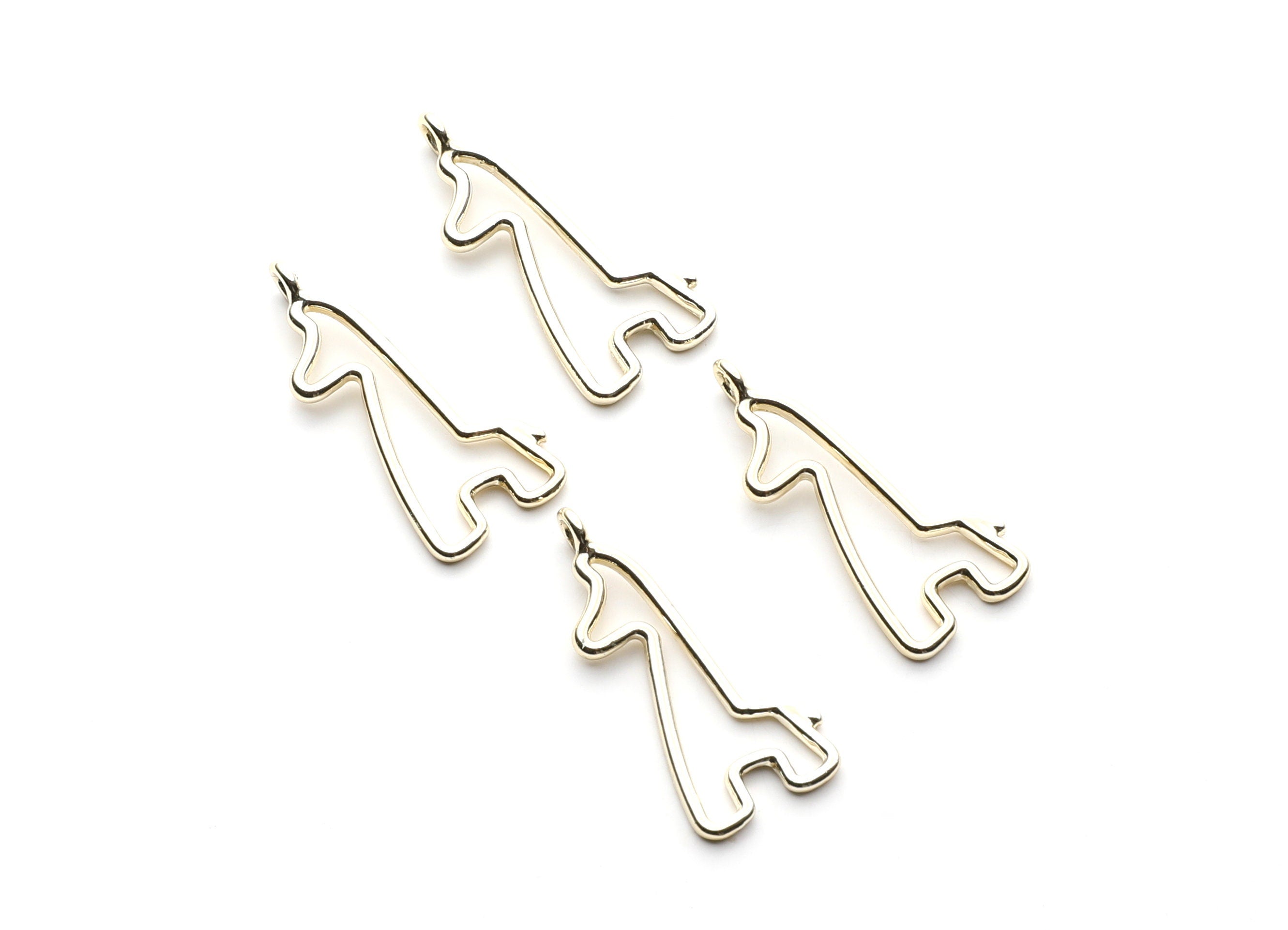 Giraffe Shaped Charms- Zinc Alloy Earring Findings - Gold Tone - Alloy Pendant for Necklace - 33.1x14.58x1.77mm - ZZ1269G - DOMEDBAZAAR