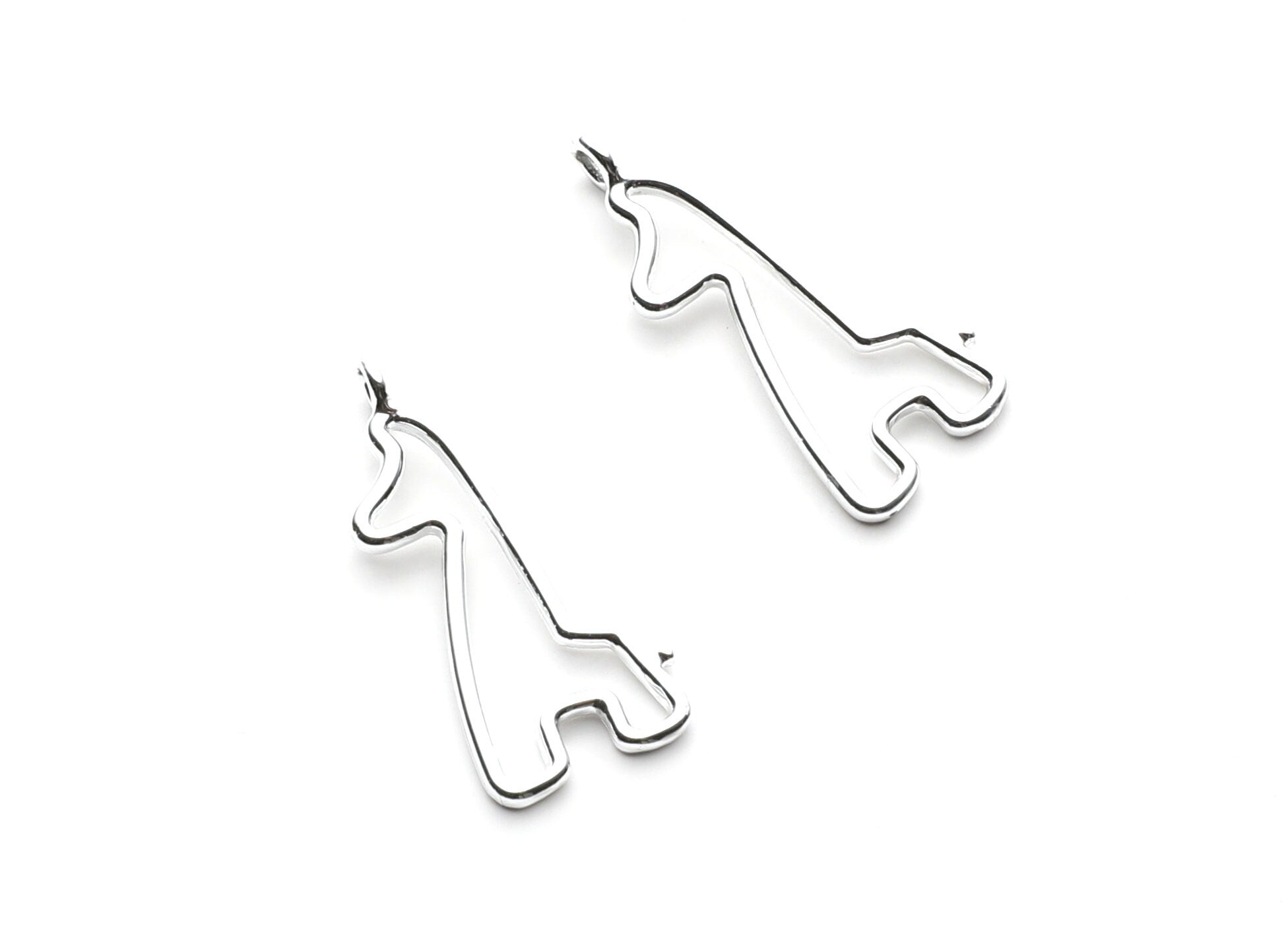 Giraffe Shaped Charms- Zinc Alloy Earring Findings - Nickel / Silver Tone - Alloy Pendant for Necklace - 33.1x14.58x1.77mm - ZZ1269N - DOMEDBAZAAR