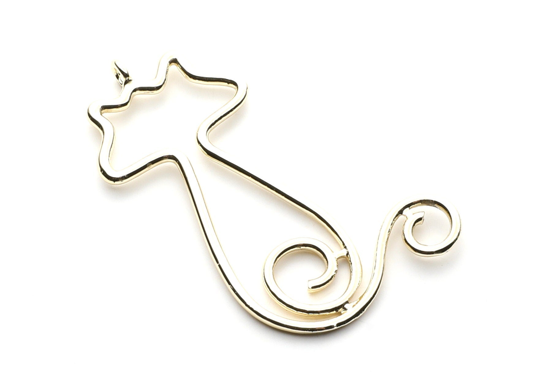 Big Cat Shaped Charms- Zinc Alloy Earring Findings - Gold Tone - Alloy Pendant for Necklace - 47.3x27.21x2.26mm - ZZ1254G - DOMEDBAZAAR