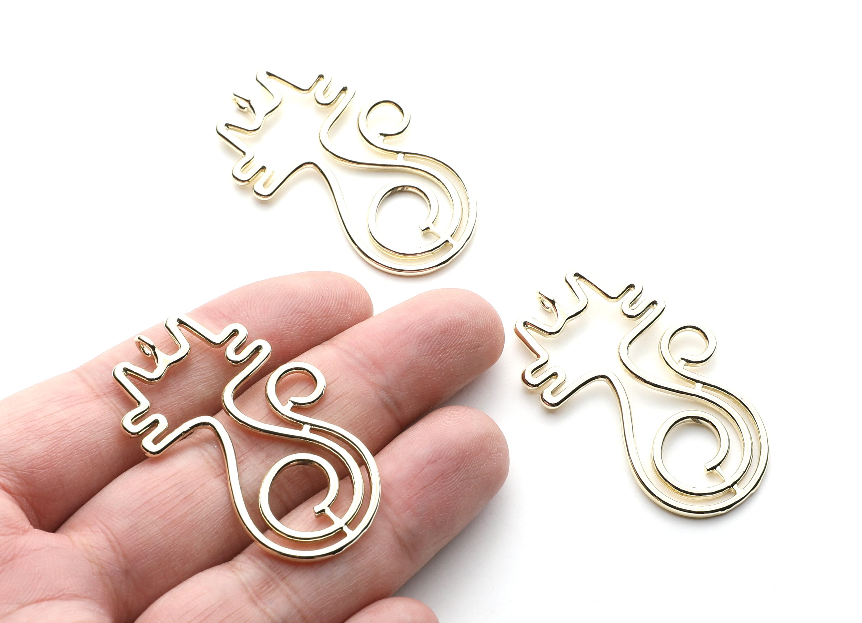 Big Cat Shaped Charms- Zinc Alloy Earring Findings - Gold Tone - Alloy Pendant for Necklace - 51.2x30.2x1.9mm - ZZ1256G - DOMEDBAZAAR