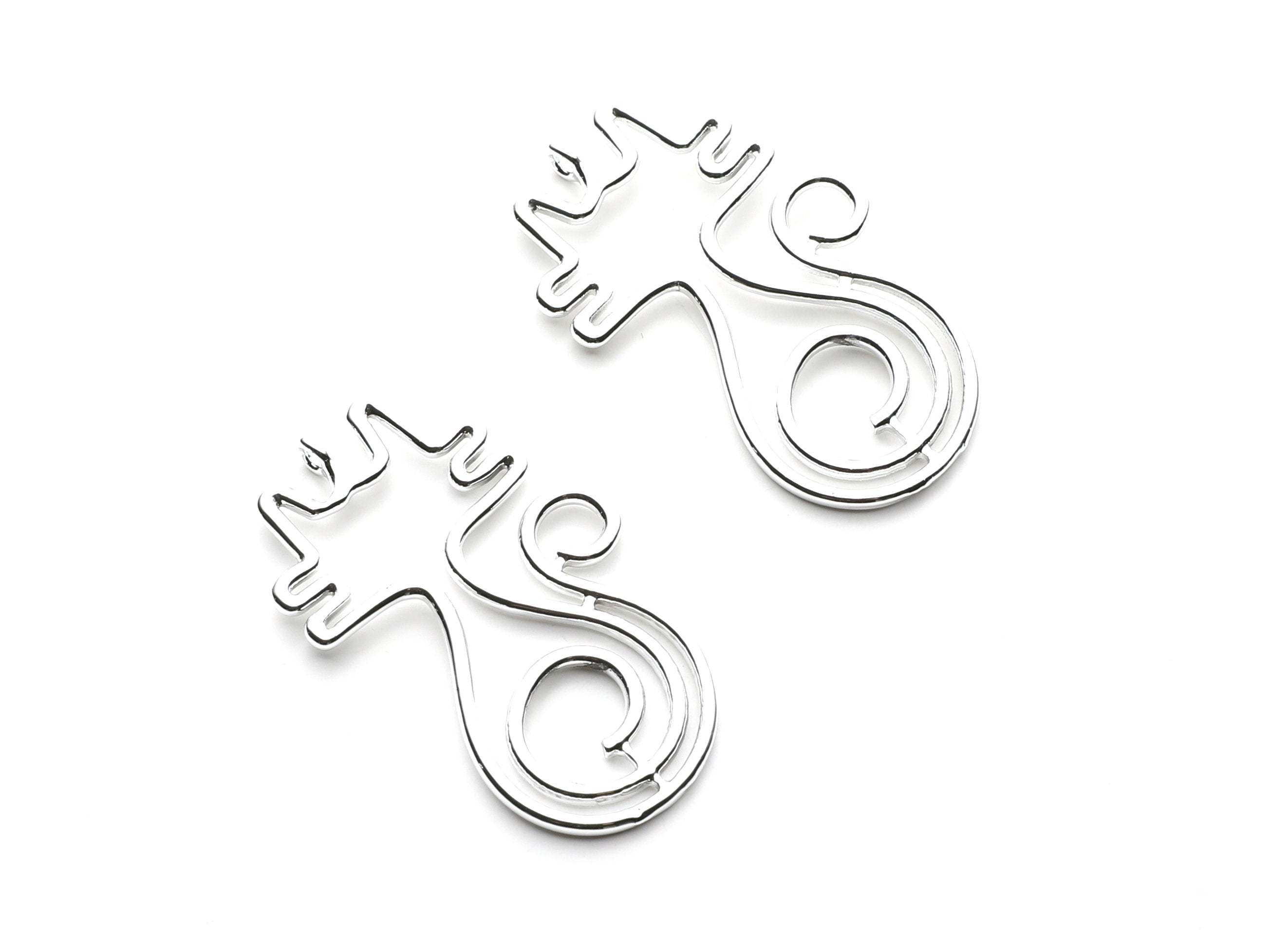 Big Cat Shaped Charms- Zinc Alloy Earring Findings - Nickel / Silver Tone - Alloy Pendant for Necklace - 51.2x30.2x1.9mm - ZZ1256N - DOMEDBAZAAR