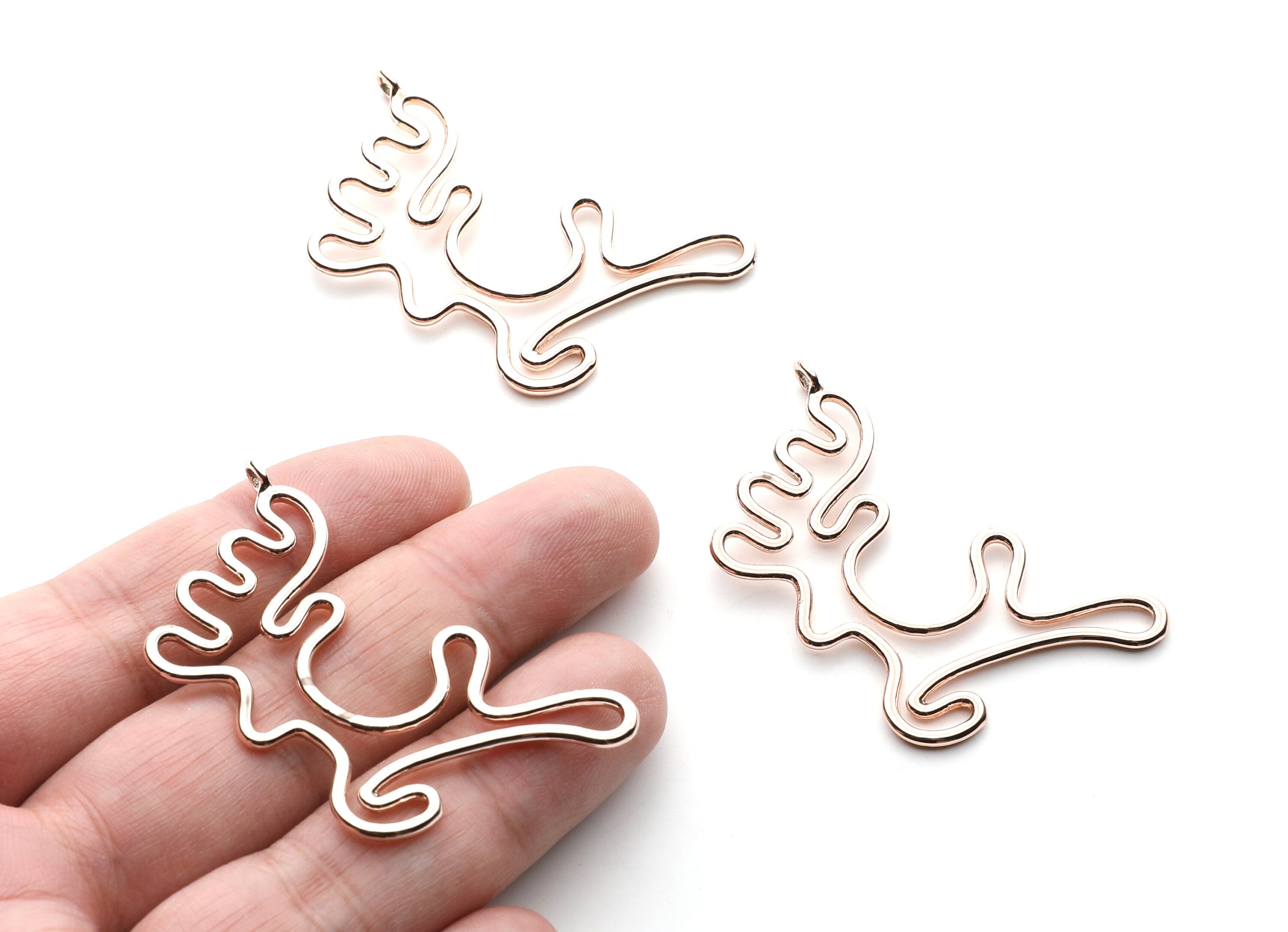 Big Deer Shaped Charms- Zinc Alloy Earring Findings - Rose Tone - Alloy Pendant for Necklace - 52x32.7x2mm - ZZ1258R - DOMEDBAZAAR