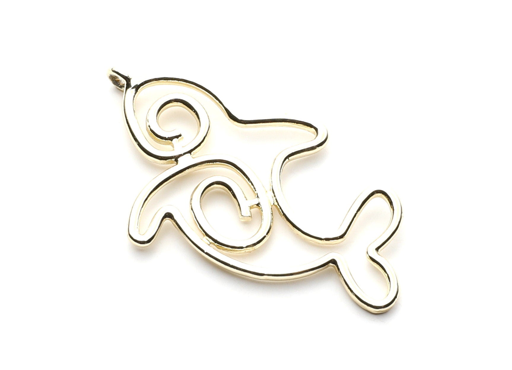 Big Dolphin Shaped Charms- Zinc Alloy Earring Finding - Gold Tone - Alloy Pendant for Necklace - 53.8x32x1.85mm - ZZ1260G - DOMEDBAZAAR