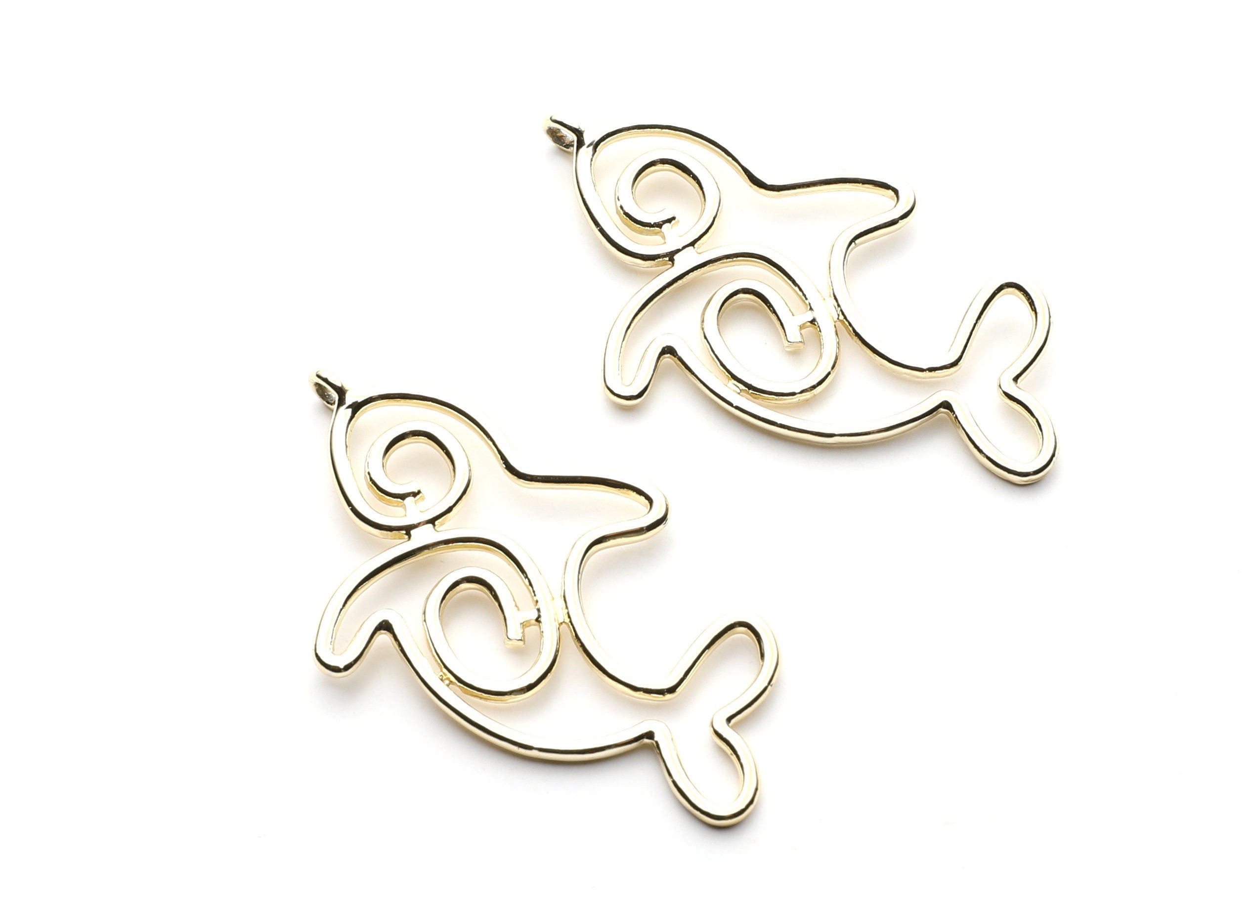 Big Dolphin Shaped Charms- Zinc Alloy Earring Finding - Gold Tone - Alloy Pendant for Necklace - 53.8x32x1.85mm - ZZ1260G - DOMEDBAZAAR
