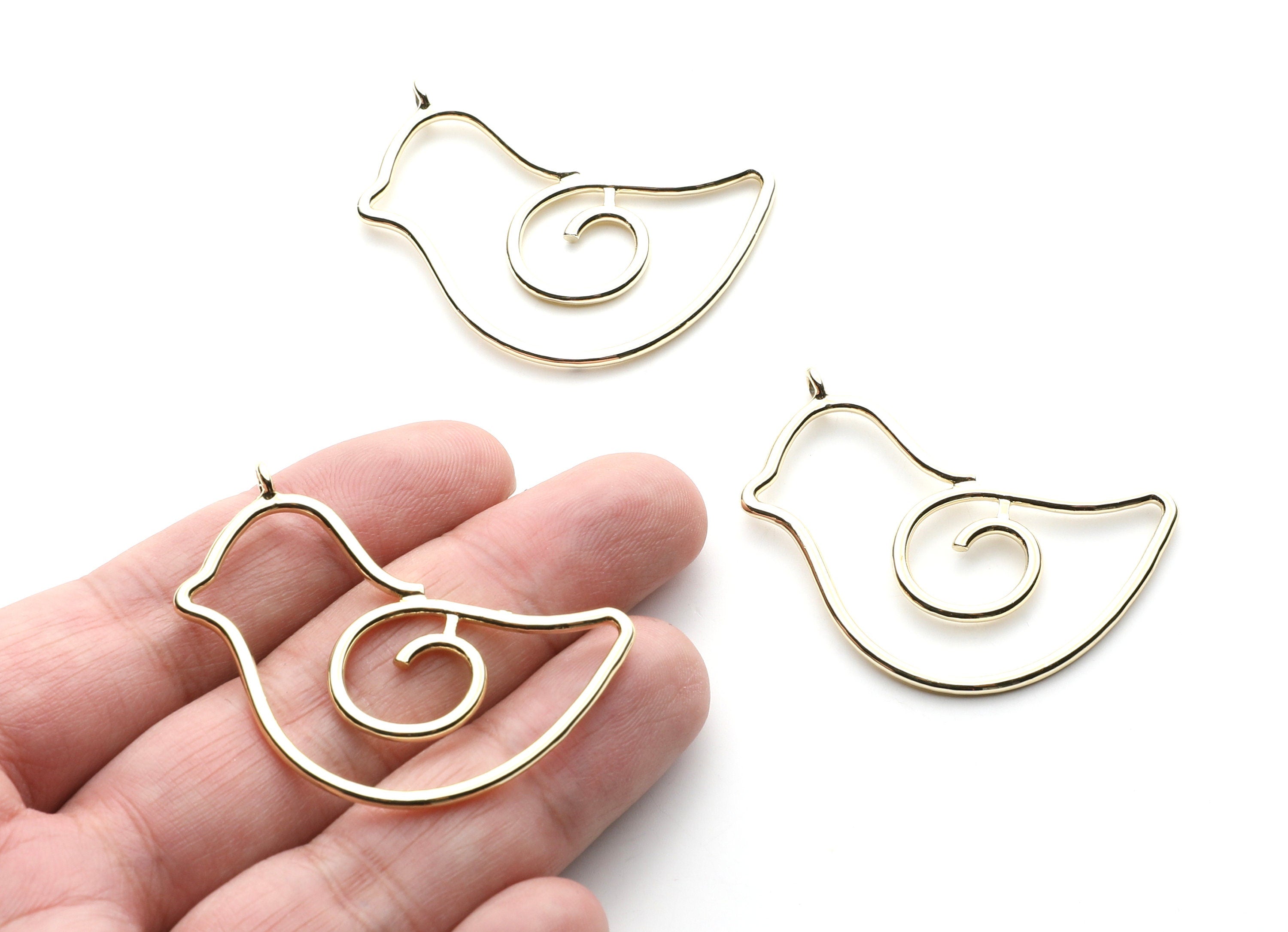 Big Bird Shaped Charms- Zinc Alloy Earring Finding - Gold Tone - Alloy Pendant for Necklace - Jewelry Supplies - 43.87x29.5x1.84mm - ZZ1264G - DOMEDBAZAAR