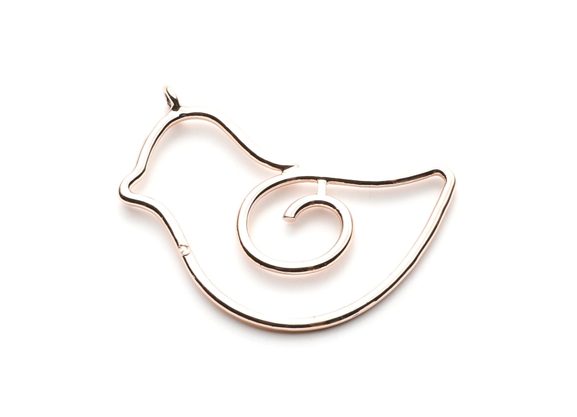 Big Bird Shaped Charms- Zinc Alloy Earring Finding - Rose Tone - Alloy Pendant for Necklace - 43.87x29.5x1.84mm - ZZ1264R - DOMEDBAZAAR