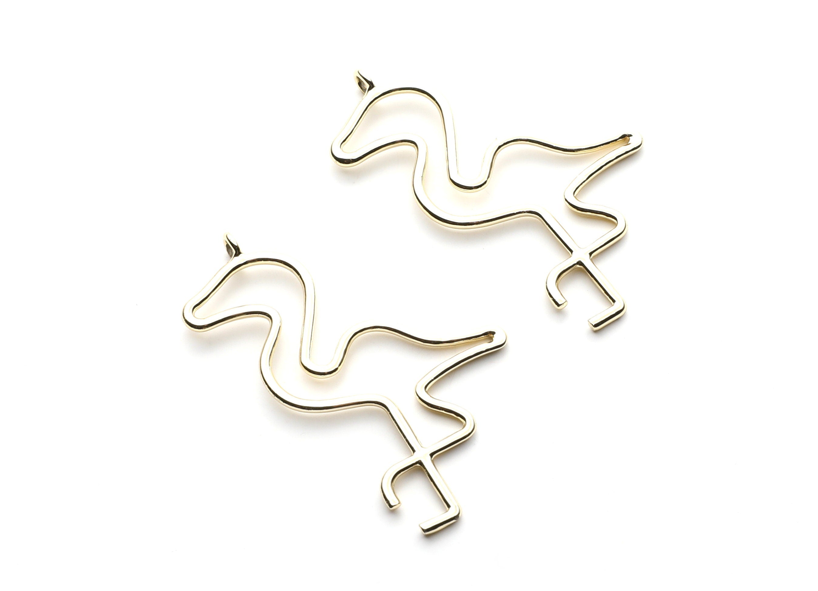 Big Flamingo Shaped Charms- Zinc Alloy Earring Findings - Gold Tone - Alloy Pendant for Necklace - 54x33.4x1.97mm - ZZ1266G - DOMEDBAZAAR