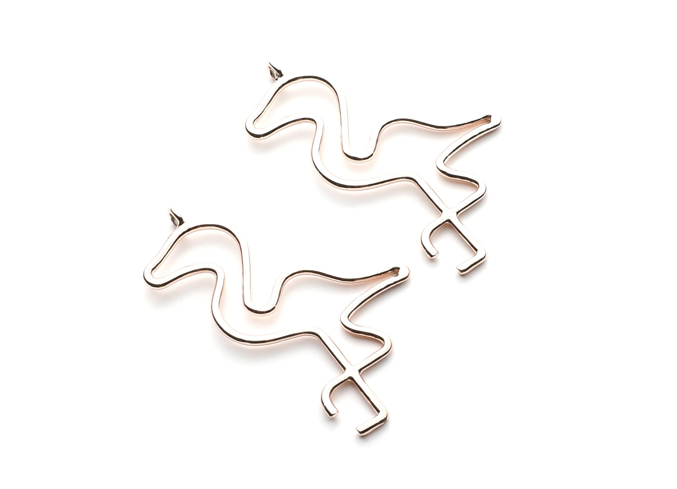 Big Flamingo Shaped Charms- Zinc Alloy Earring Findings - Rose Tone - Alloy Pendant for Necklace - 54x33.4x1.97mm - ZZ1266R - DOMEDBAZAAR