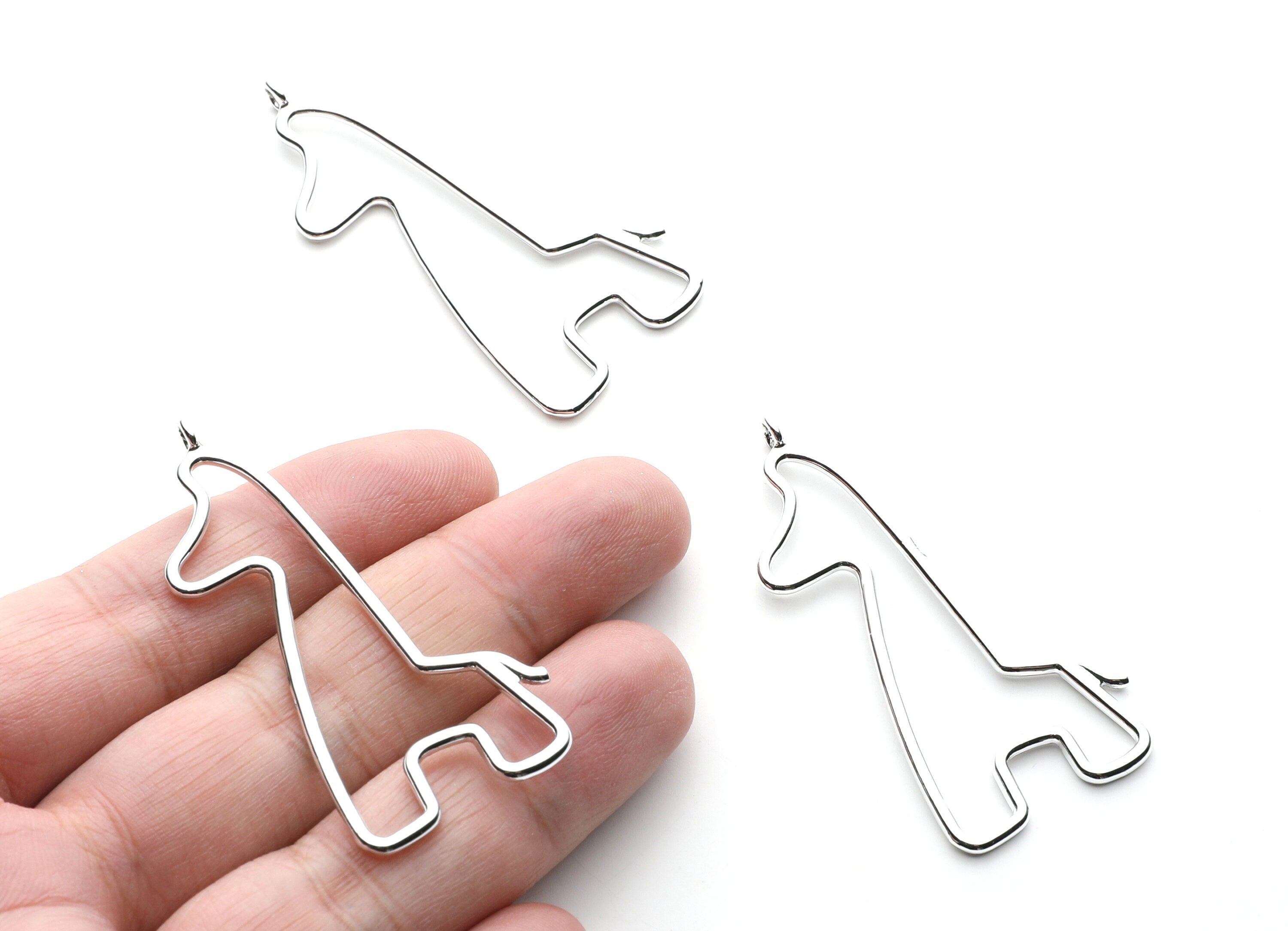 Big Giraffe Shaped Charms- Zinc Alloy Earring Findings - Nickel / Silver Tone - Alloy Pendant for Necklace - 55x25.8x1.93mm - ZZ1268N - DOMEDBAZAAR
