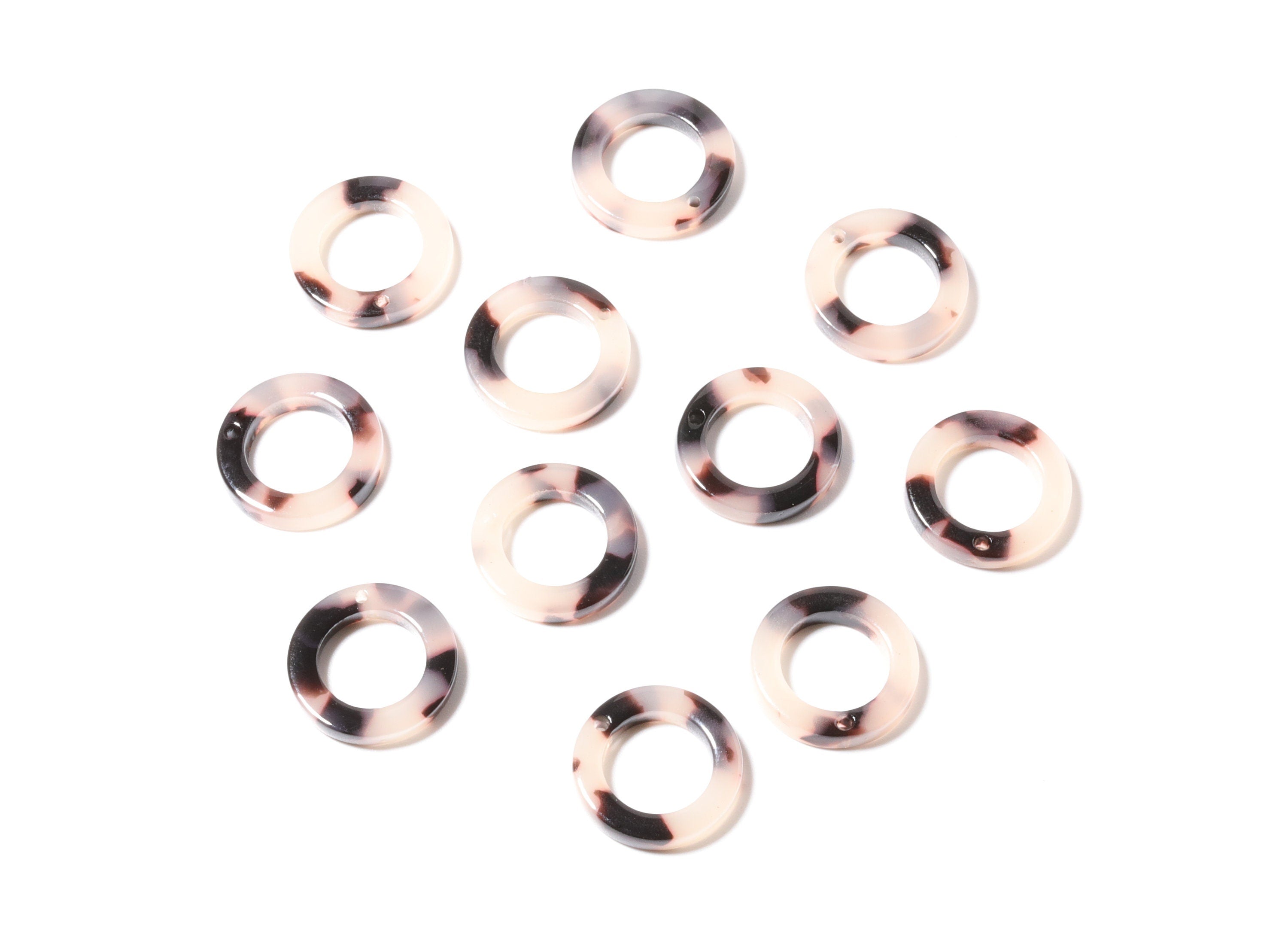 Acetate Acrylic Hoop Earring Charms - Blonde Tortoise Shell Earrings - Circle Shaped Pendant - Color Code: A07 - 15x15x2.7mm - AC1152D - DOMEDBAZAAR