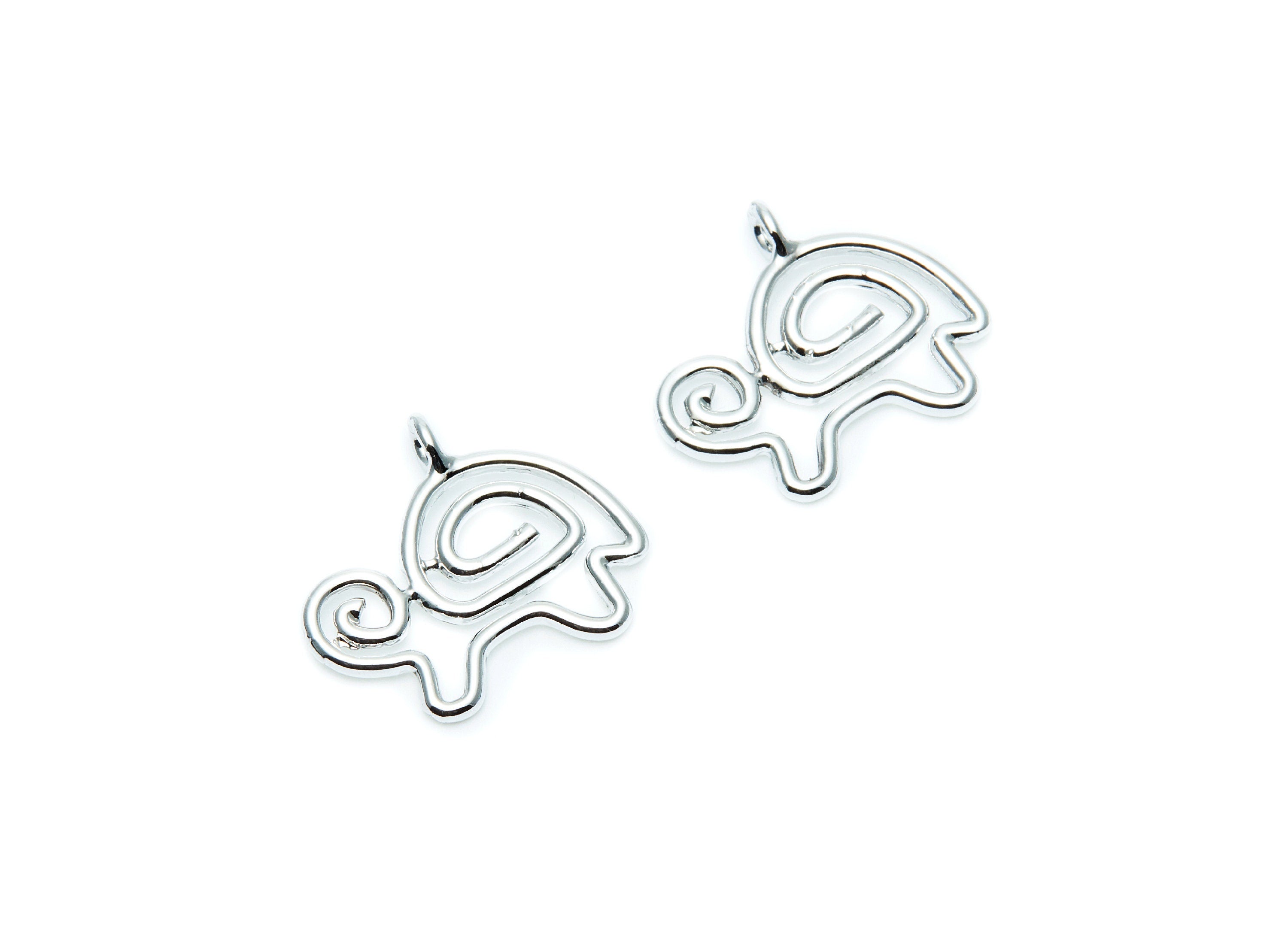 Turtle Shaped Charms- Zinc Alloy Earring Finding - Nickel / Silver Tone - Alloy Pendant for Necklace - 23.13x20x2mm - ZZ1273N - DOMEDBAZAAR