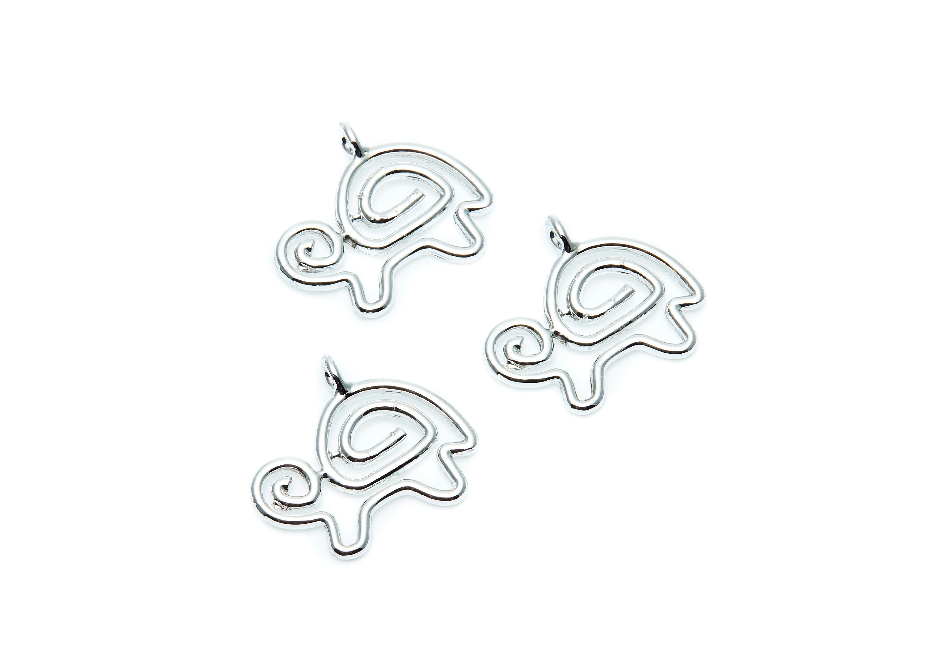 Turtle Shaped Charms- Zinc Alloy Earring Finding - Nickel / Silver Tone - Alloy Pendant for Necklace - 23.13x20x2mm - ZZ1273N - DOMEDBAZAAR