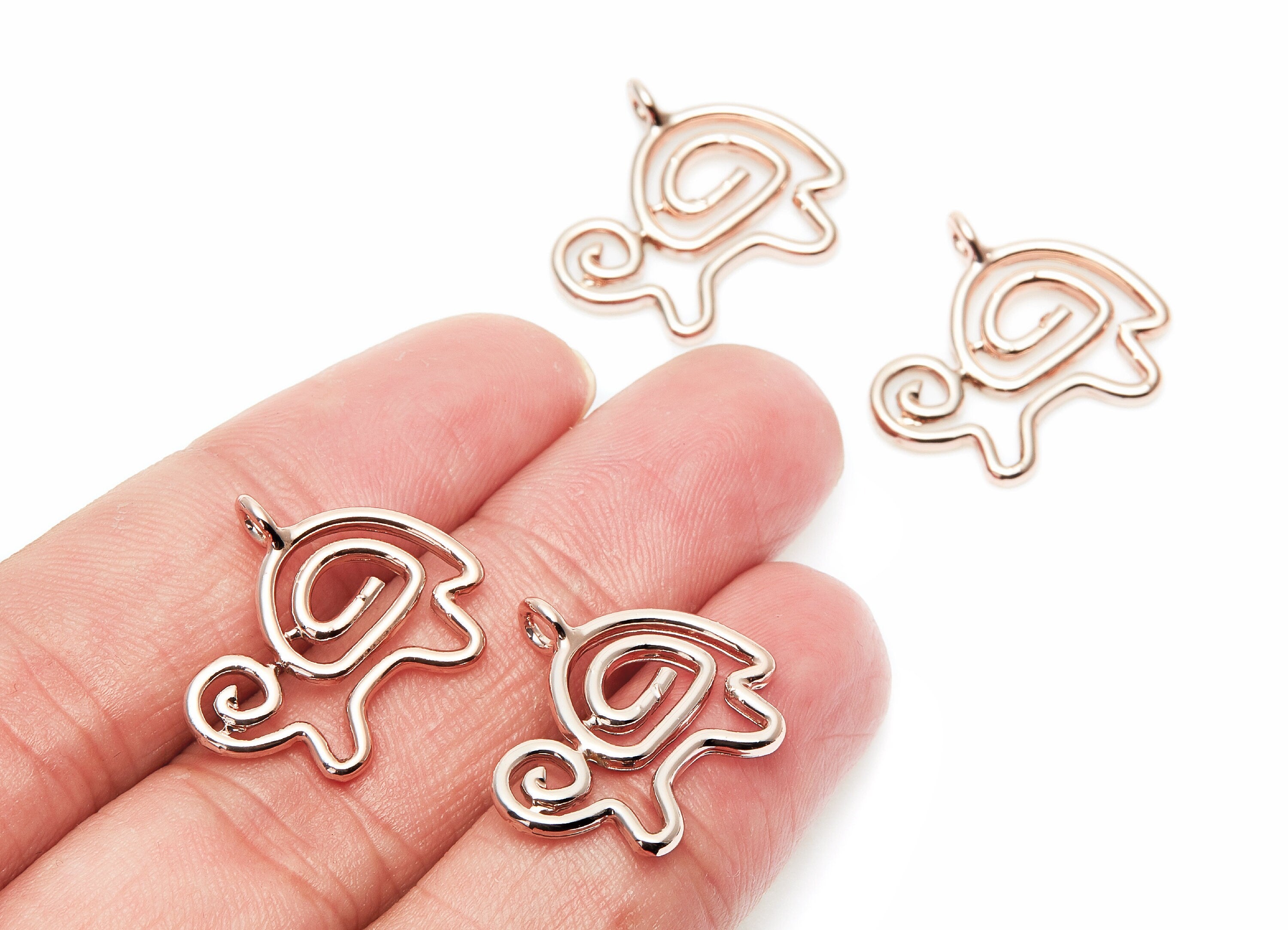 Turtle Shaped Charms- Zinc Alloy Earring Finding - Rose Tone - Alloy Pendant for Necklace - 23.13x20x2mm - ZZ1273R - DOMEDBAZAAR
