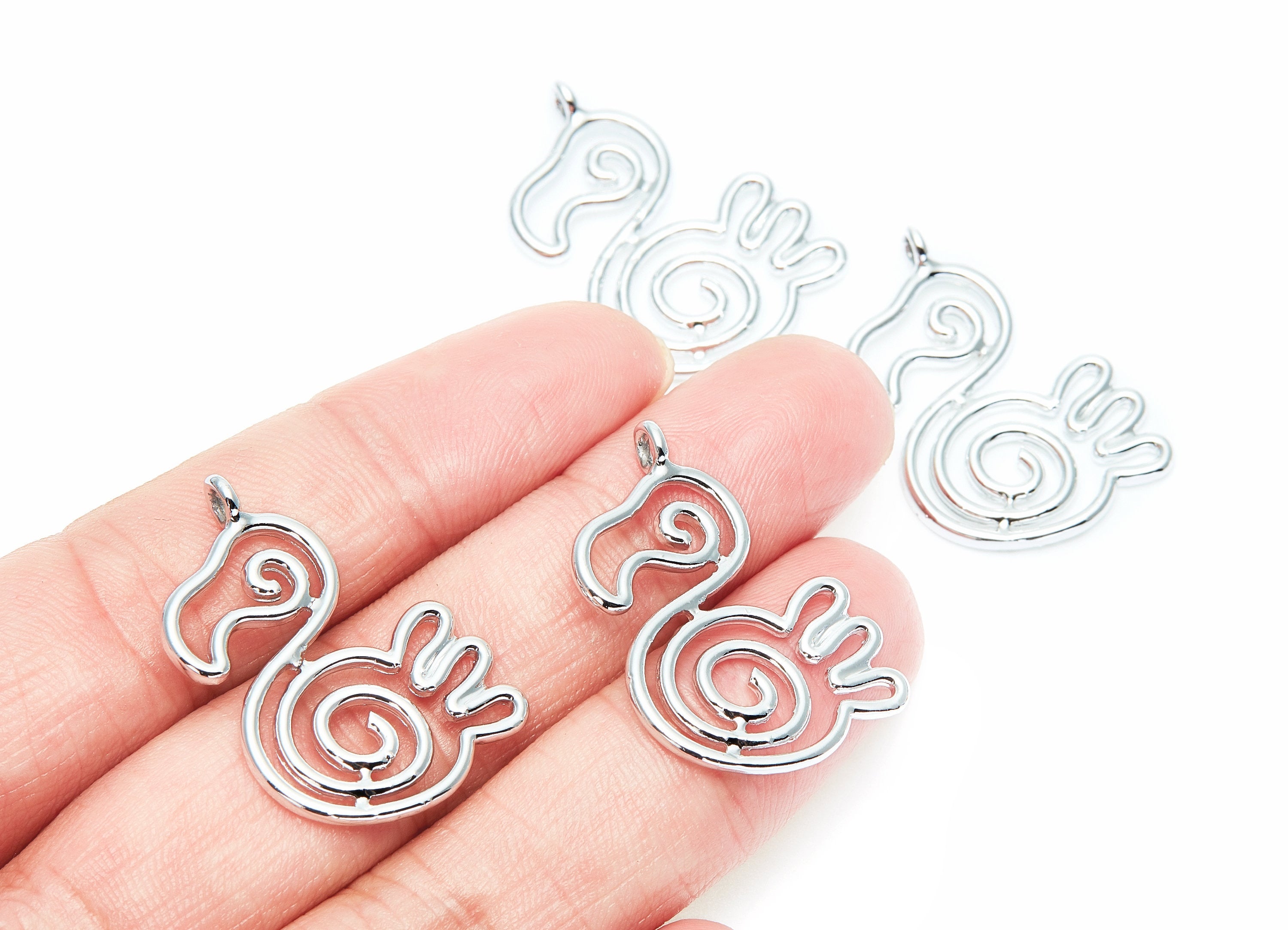 Duck Shaped Charms- Zinc Alloy Earring Finding - Nickel / Silver Tone - Alloy Pendant for Necklace - 31.5x21.5x1.9mm - ZZ1275N - DOMEDBAZAAR