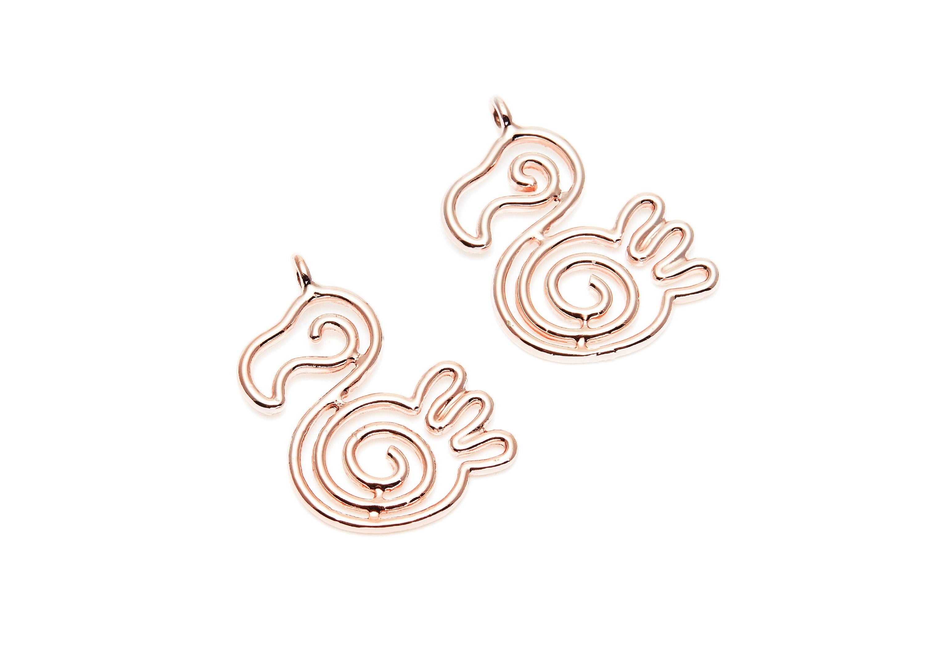 Duck Shaped Charms- Zinc Alloy Earring Finding - Rose Tone - Alloy Pendant for Necklace - 31.5x21.5x1.9mm - ZZ1275R - DOMEDBAZAAR